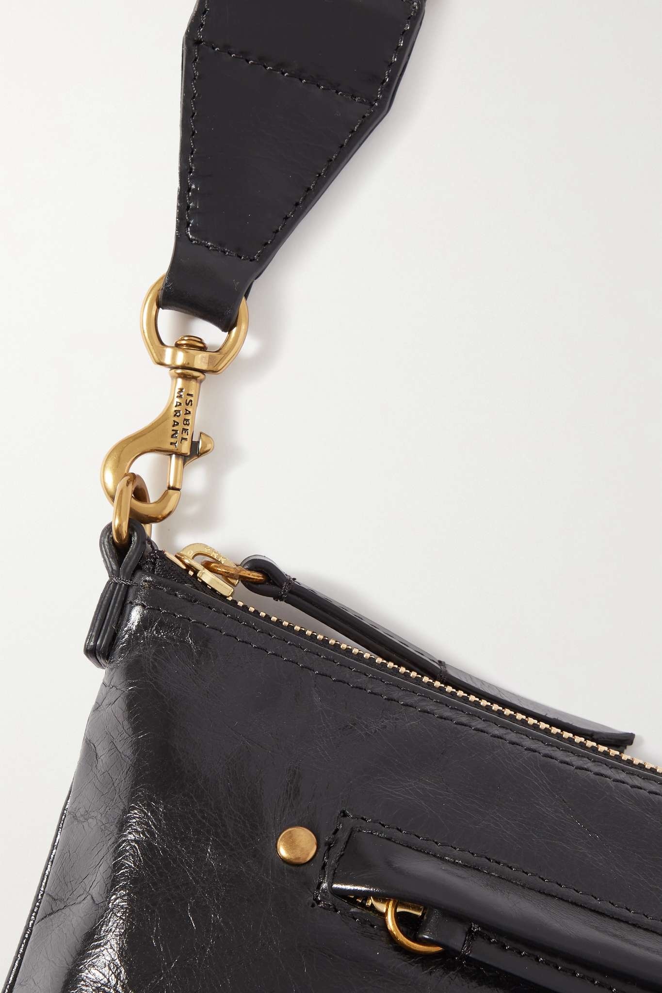 Nessah crinkled glossed-leather shoulder bag - 4