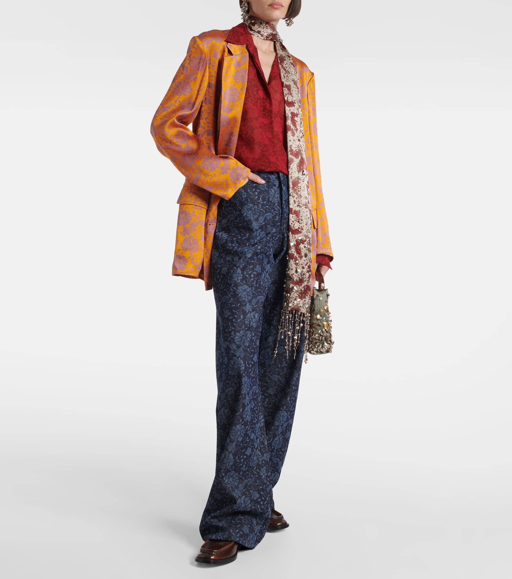 Floral printed wide-leg jeans - 2