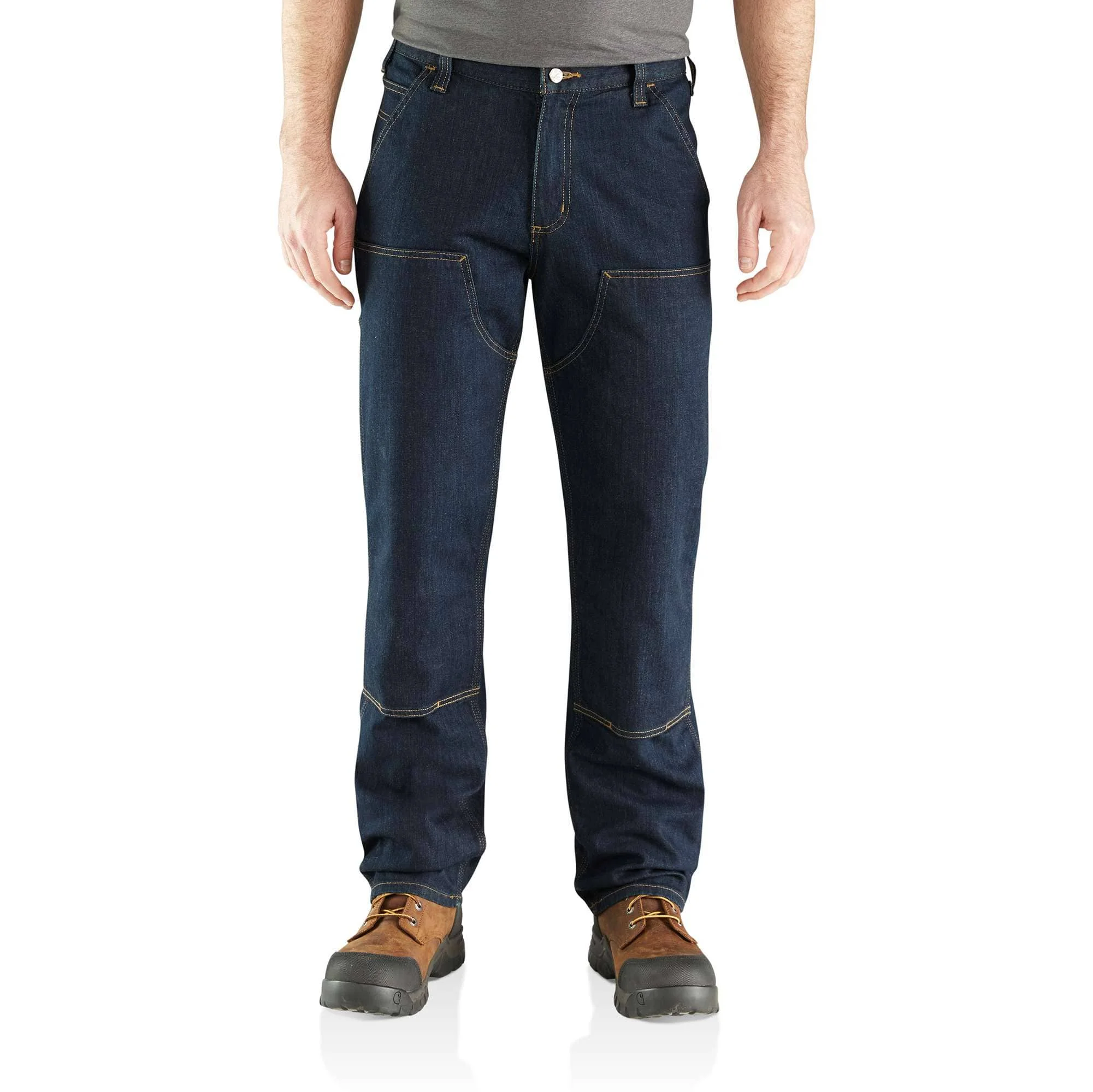 Relaxed Straight Rugged Flex™ Double-Front Denim Dungaree - 1