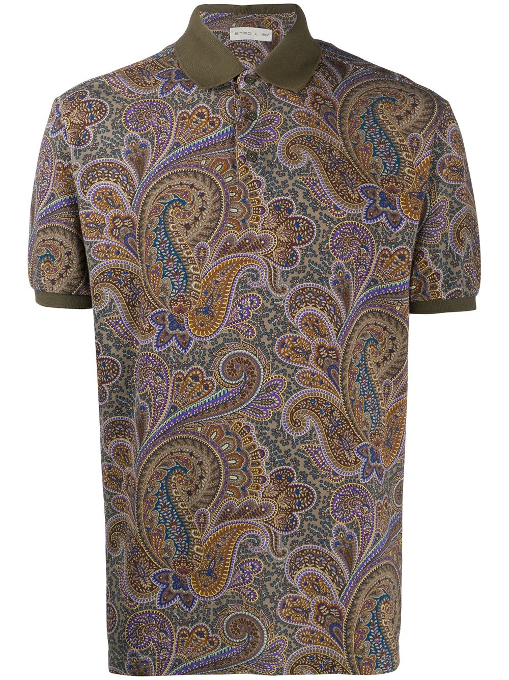 paisley print shortsleeved polo shirt - 1