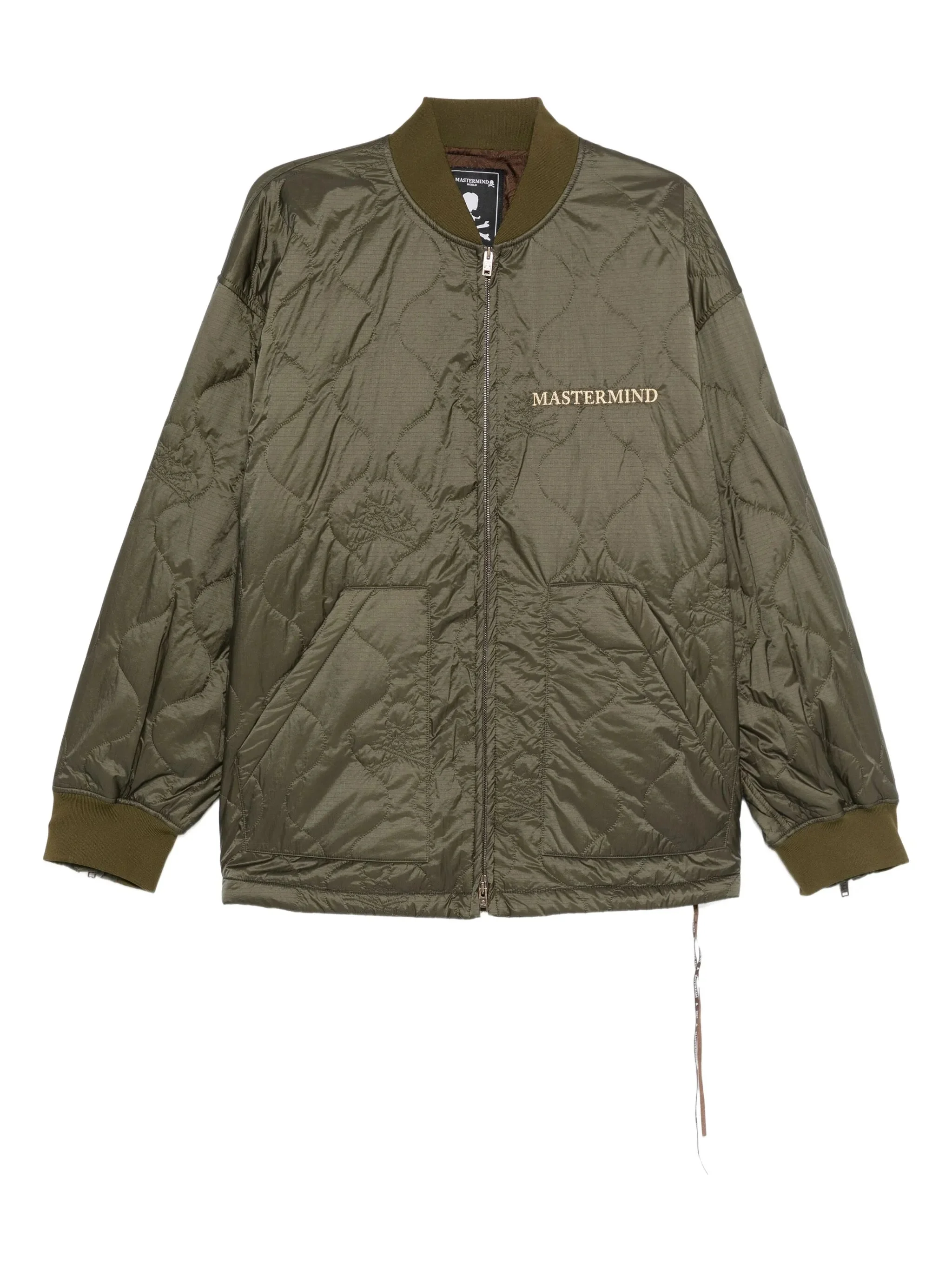 logo-embroidered quilted jacket - 1