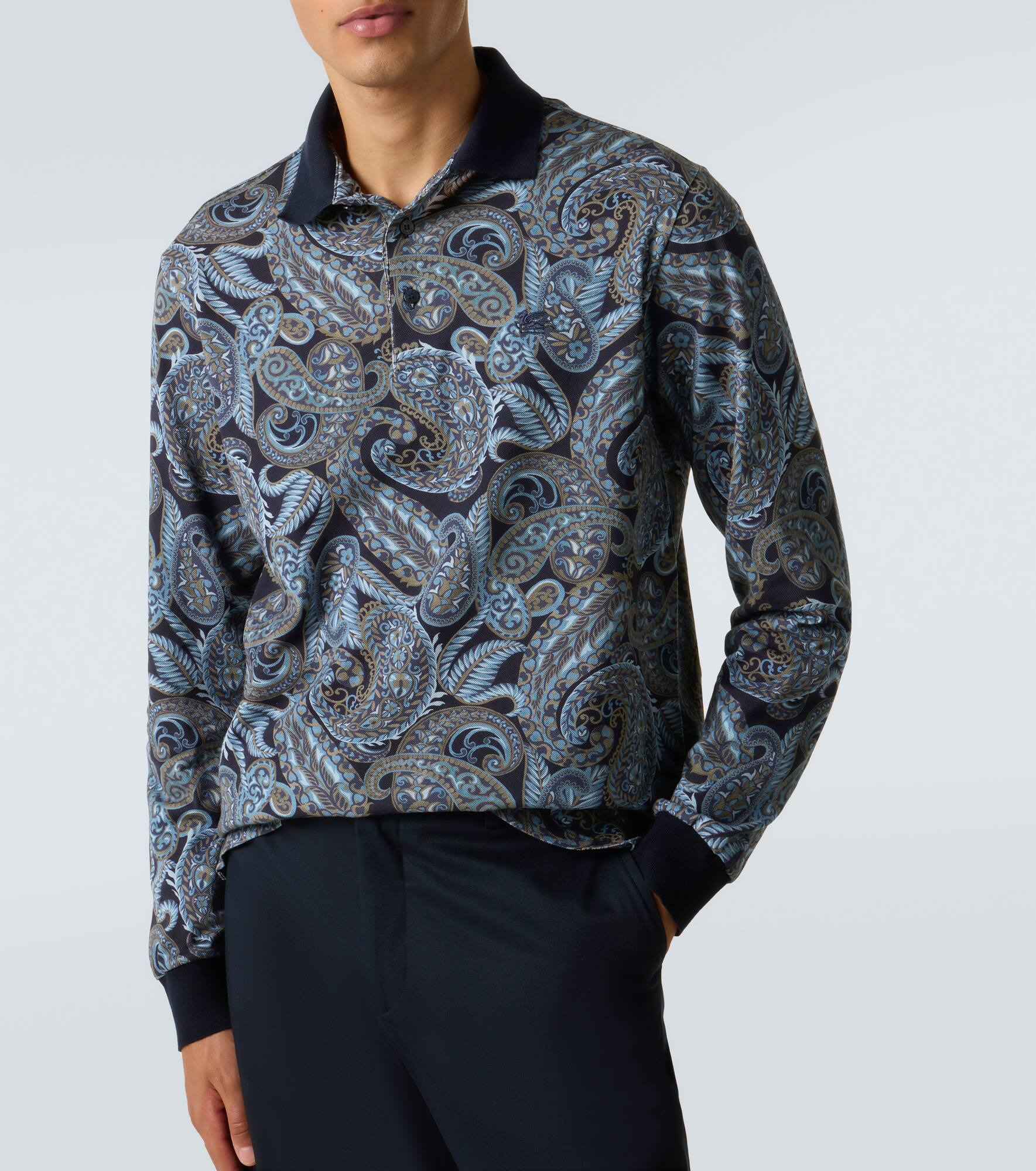 Paisley cotton polo sweater - 5