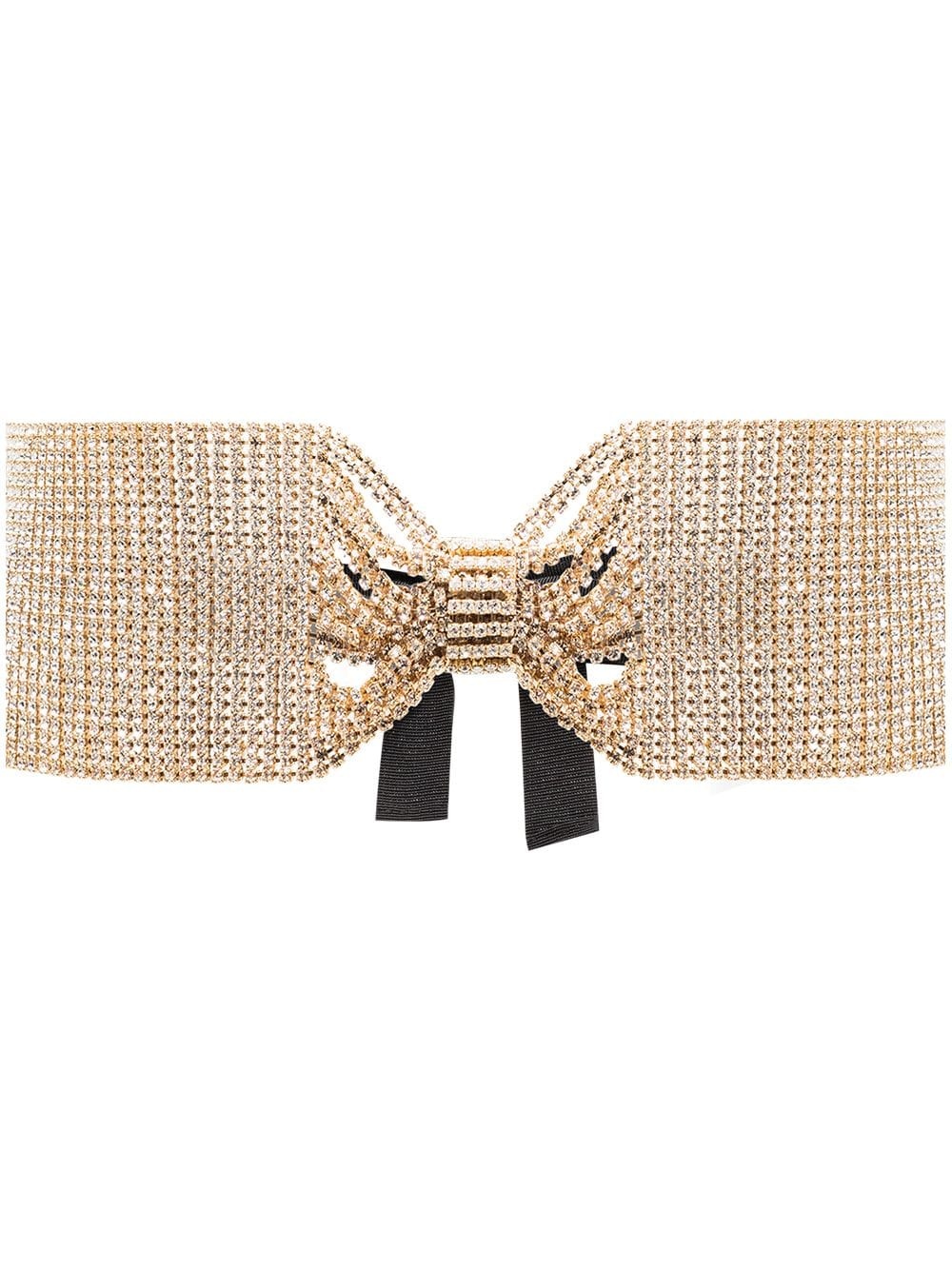 crystal-embellished bow belt - 1