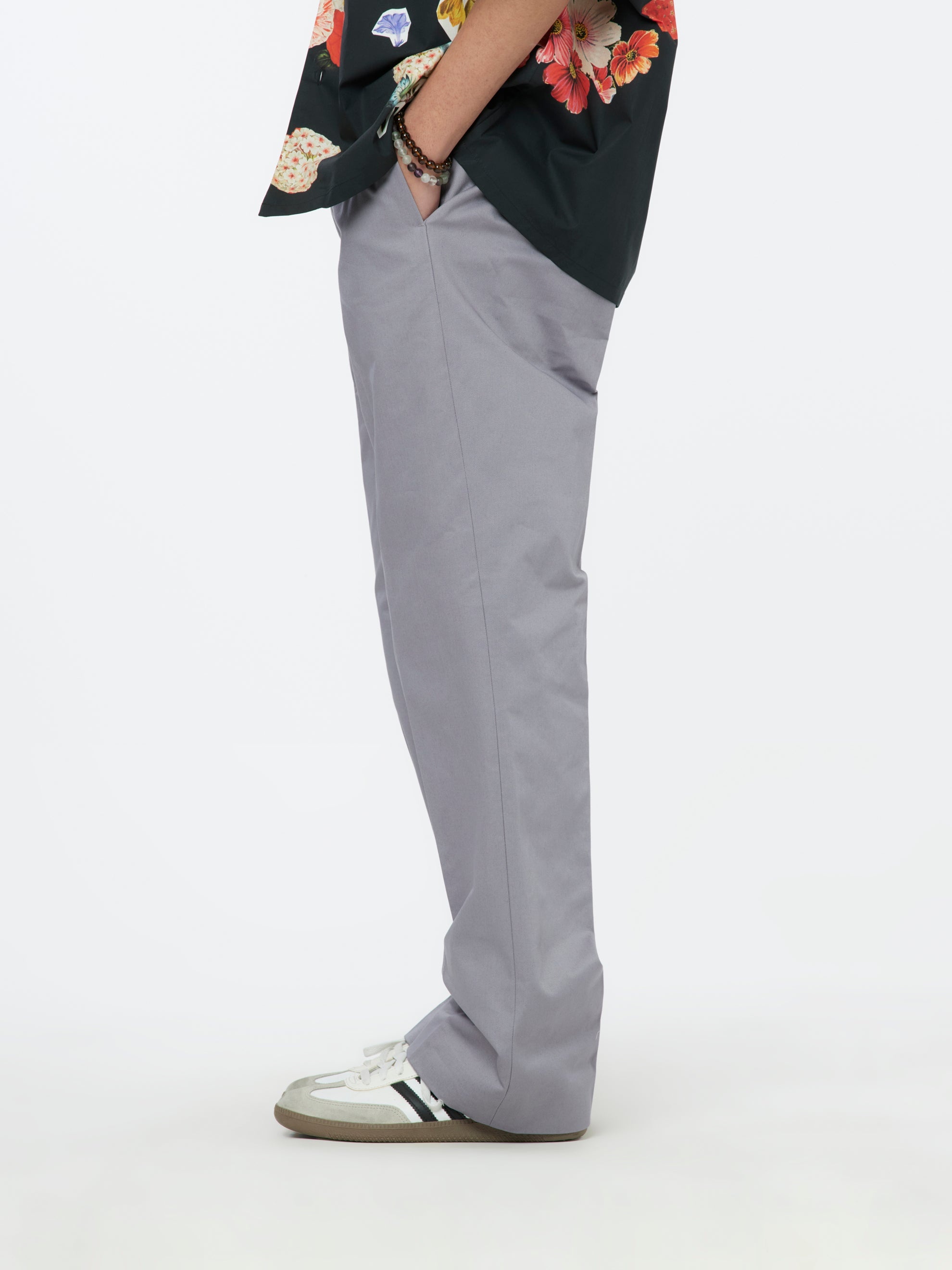 LEATHER LACE CHINO PANTS (MERCURY) - 4