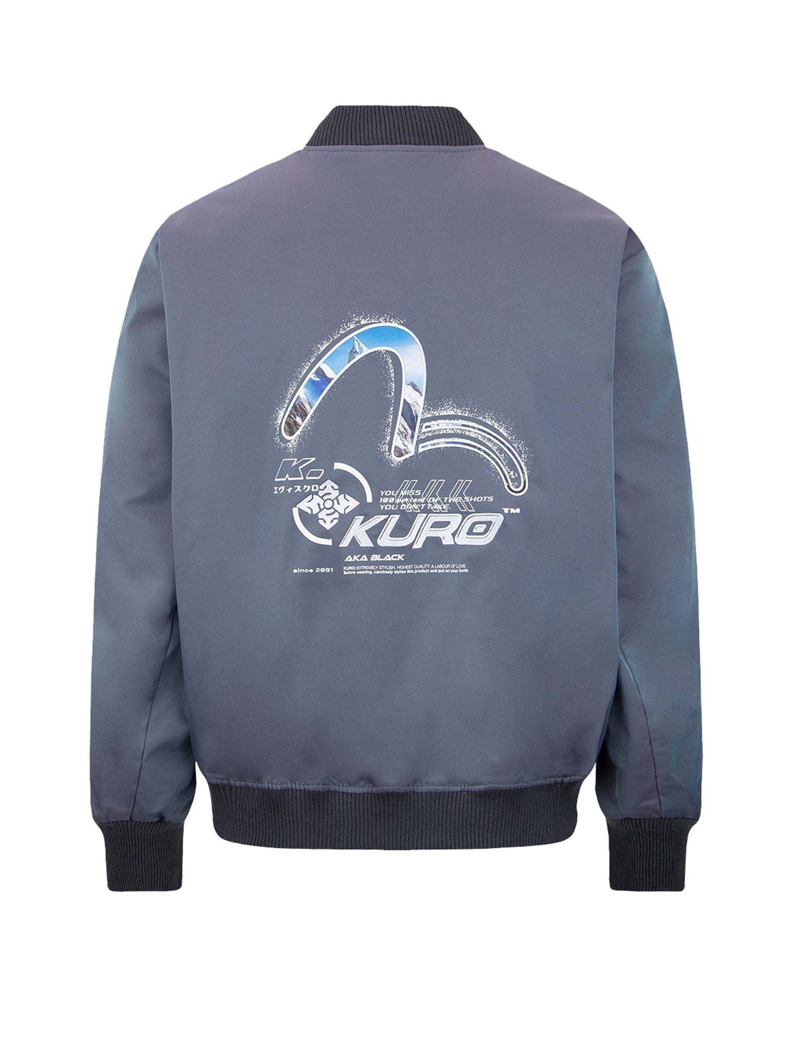 Spray Paint Effect Seagull Print Bomber Jacket - 10