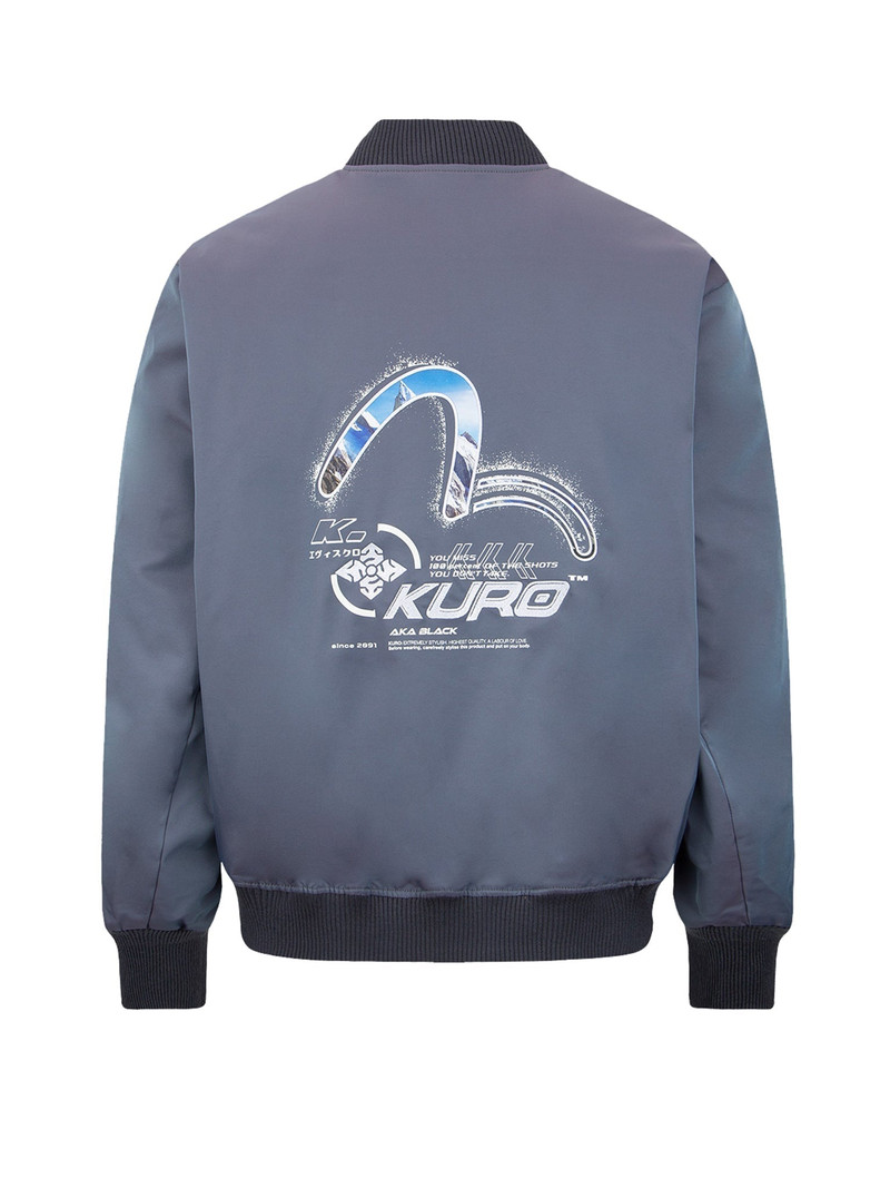 Spray Paint Effect Seagull Print Bomber Jacket 10