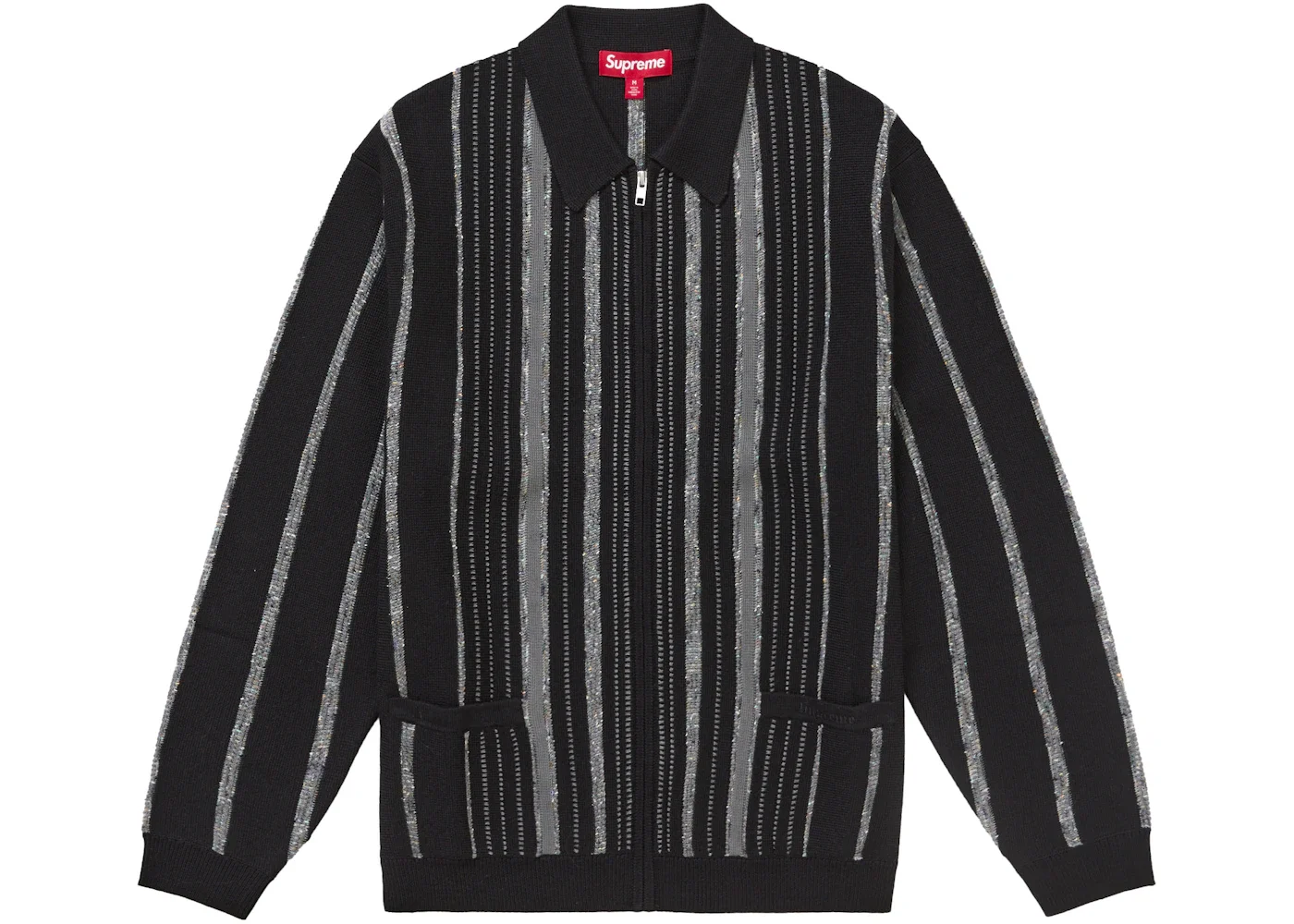 Supreme Speckle Stripe Zip Up Cardigan Black - 1