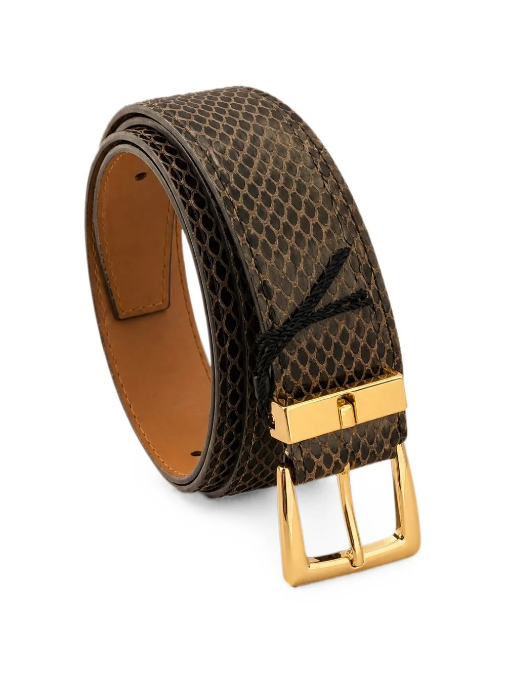 snakeskin-effect buckle-fastening belt - 1
