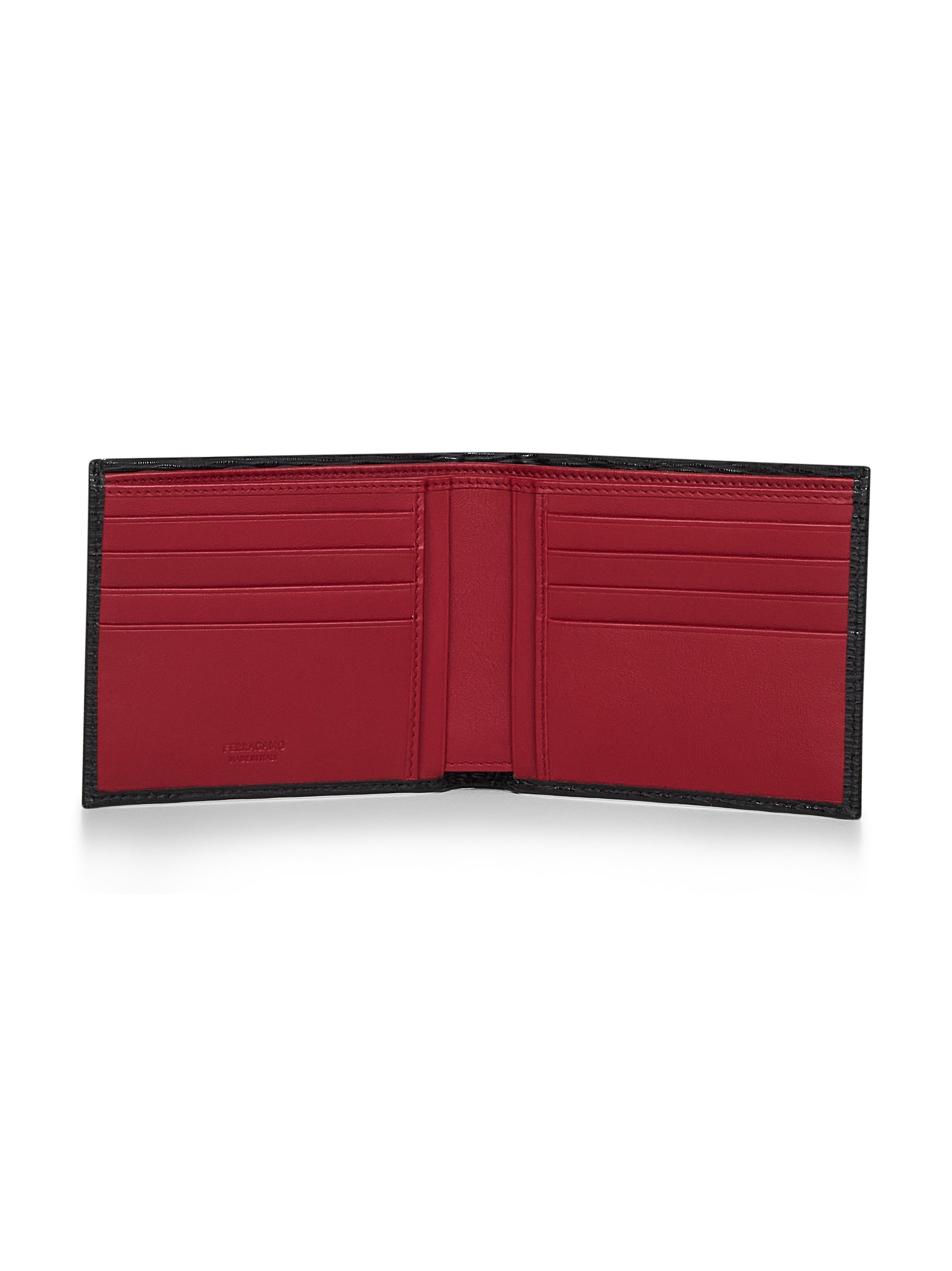 Black hammered calfskin Gancini wallet - 2