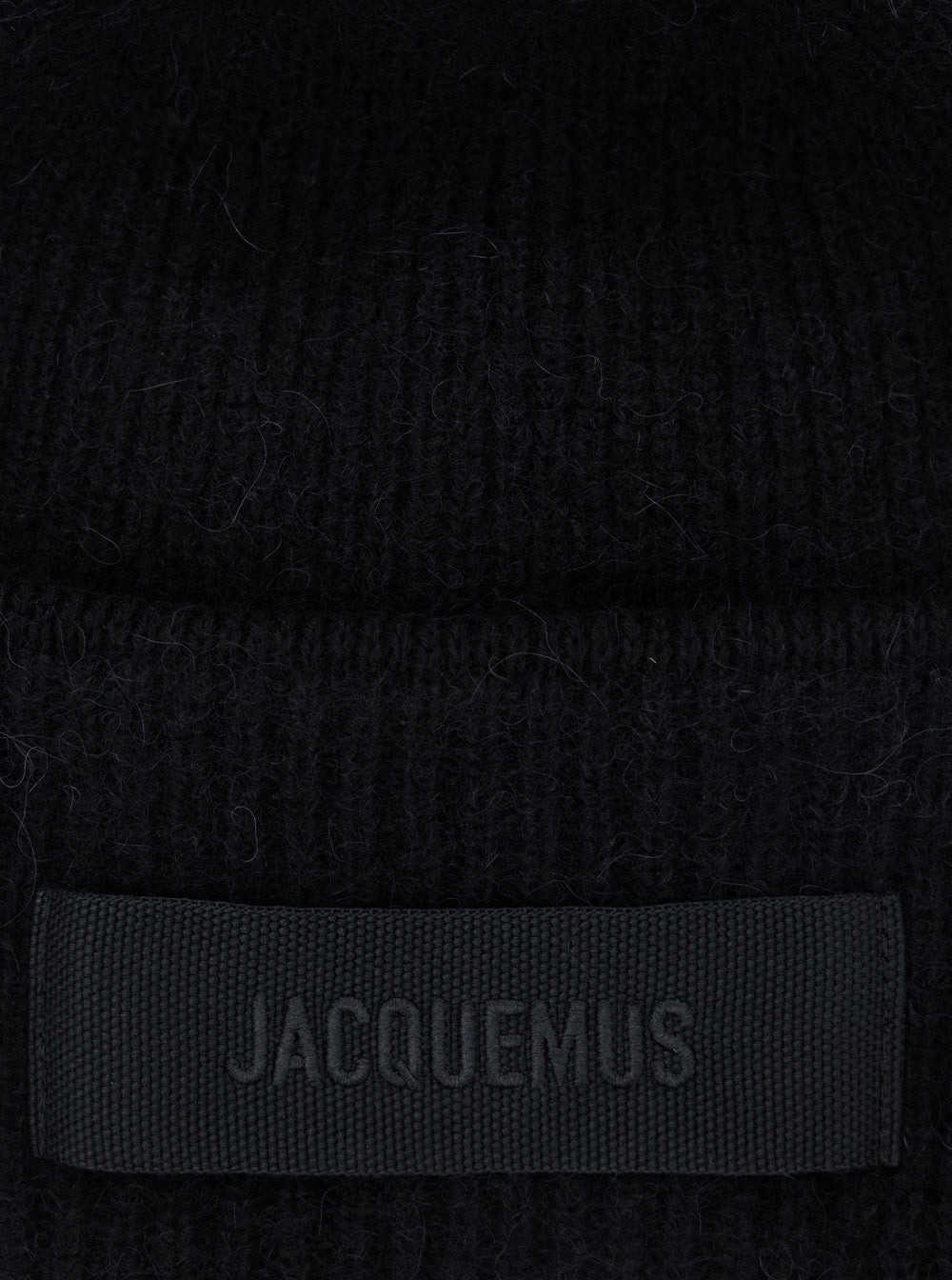 Jacquemus Women 'Le Bonnet Gros Grain' Black Beanie With Logo Patch On The Front In Wool Blend Woman - 3