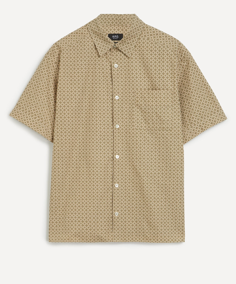 Ross Taupe Geometric Short-Sleeve Shirt - 1