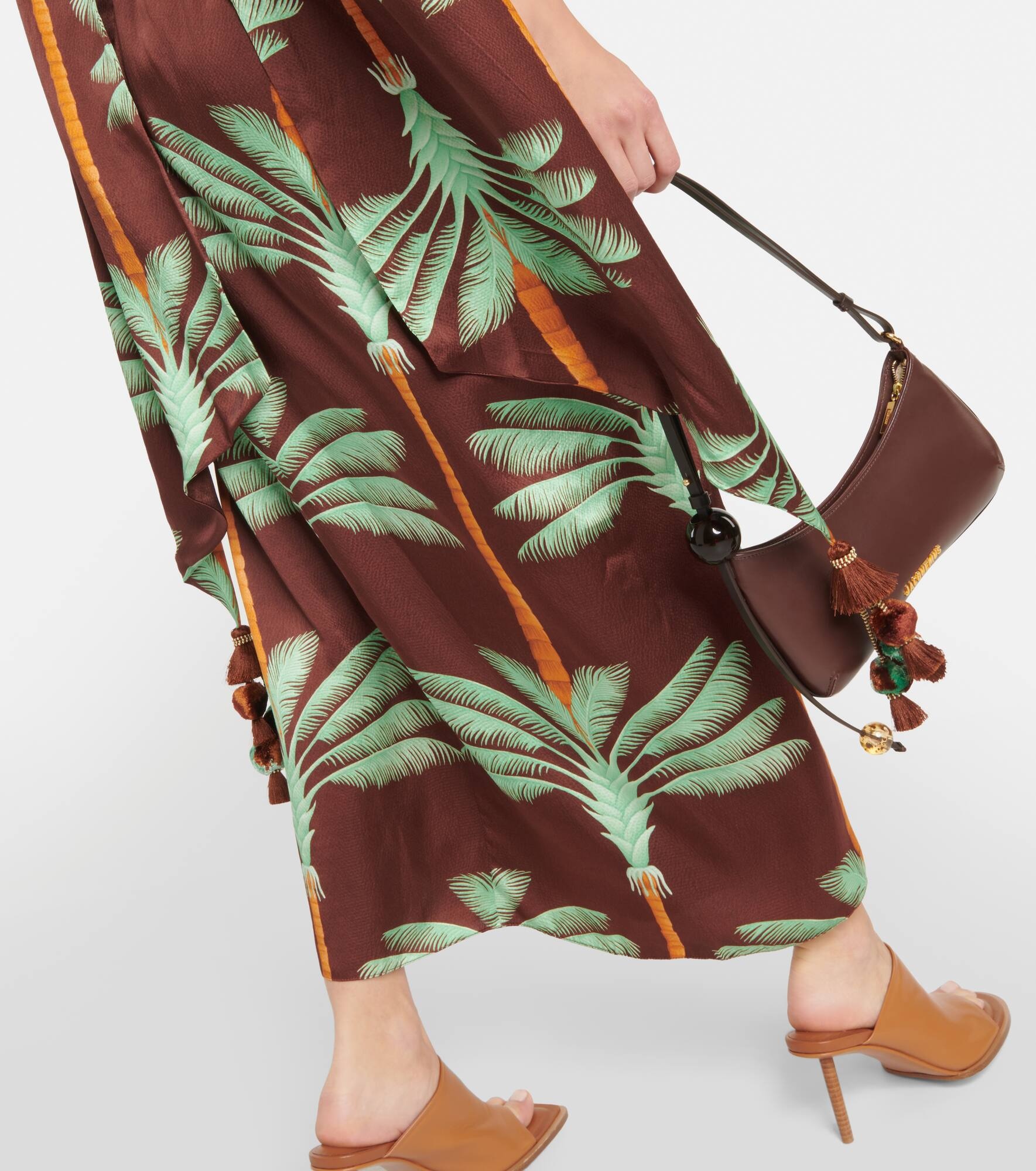 Embroidered printed silk maxi dress - 7