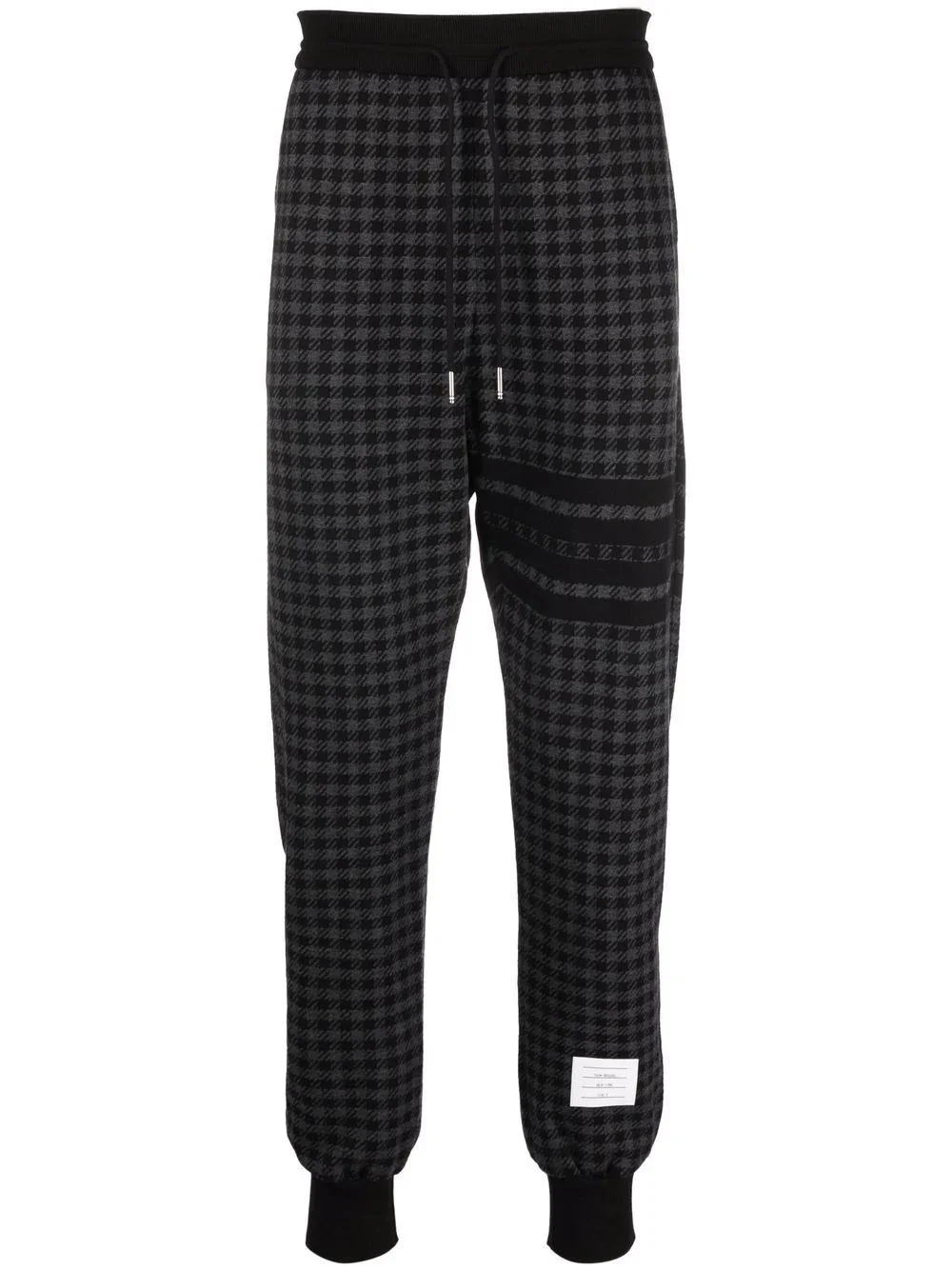 Black Cotton Gunclub Check Jacquard 4-Bar Sweatpants - 1