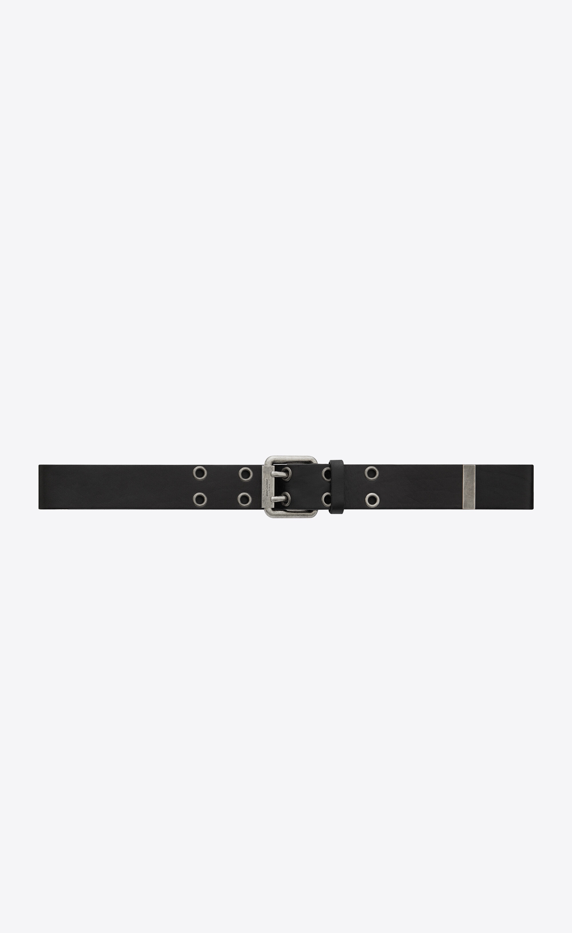 motorcycle buckle wide belt in leather and metal - 1