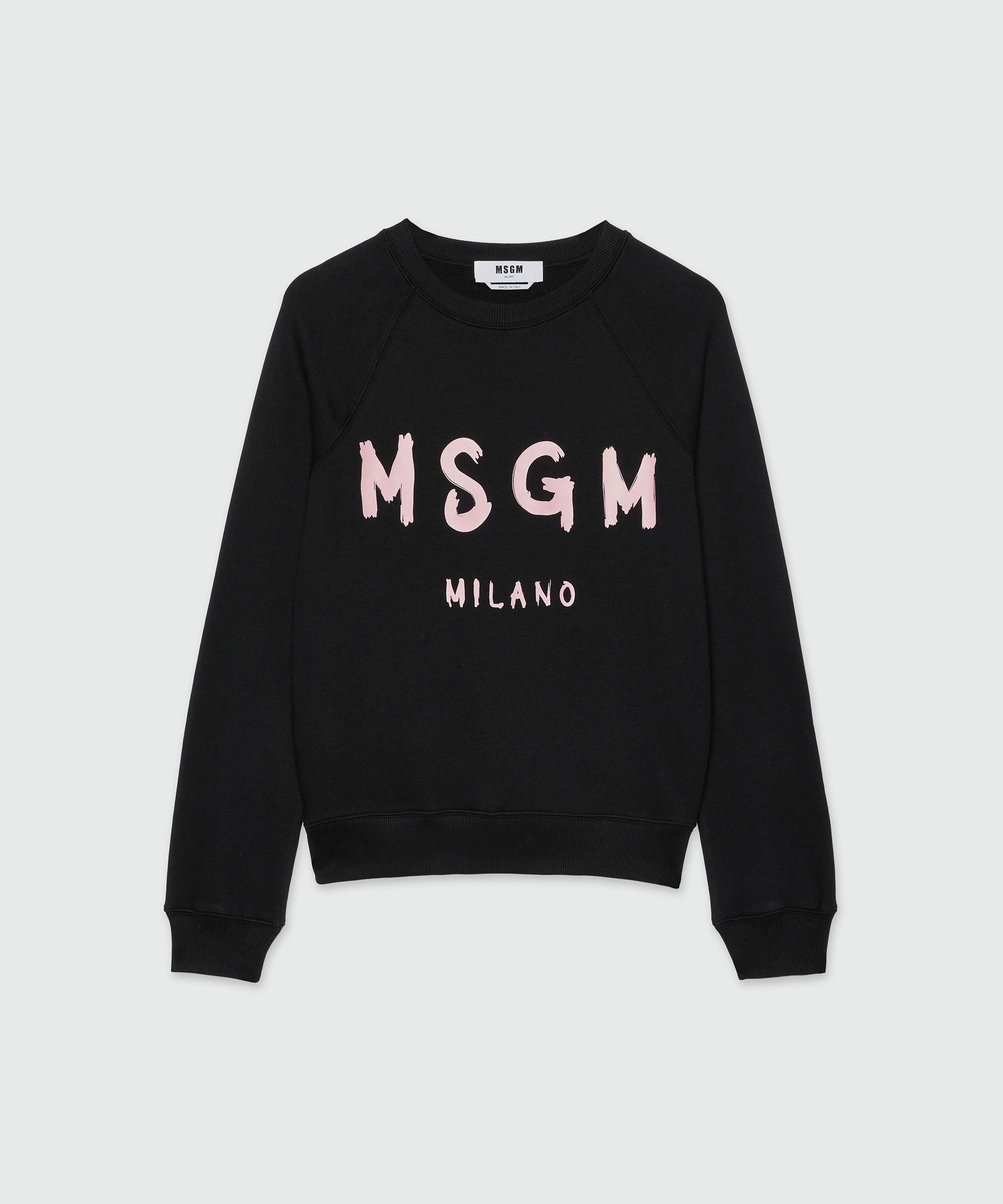Black jersey sweatshirt with pink brushstroke logo - 1
