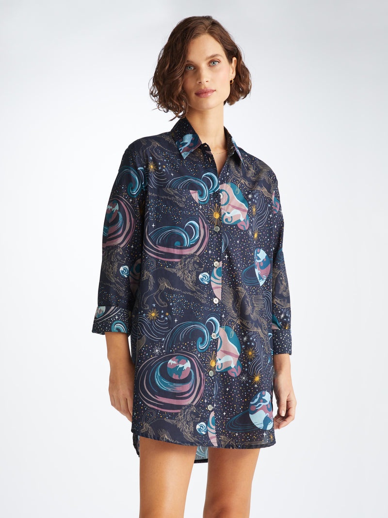 Women's Nightshirt Ledbury 76 Cotton Batiste Navy - 3