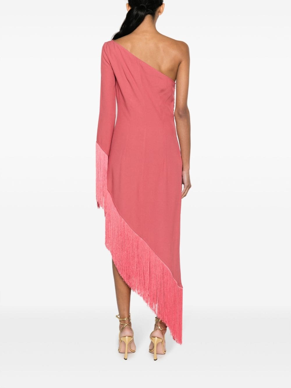 asymmetric fringed midi dress - 4