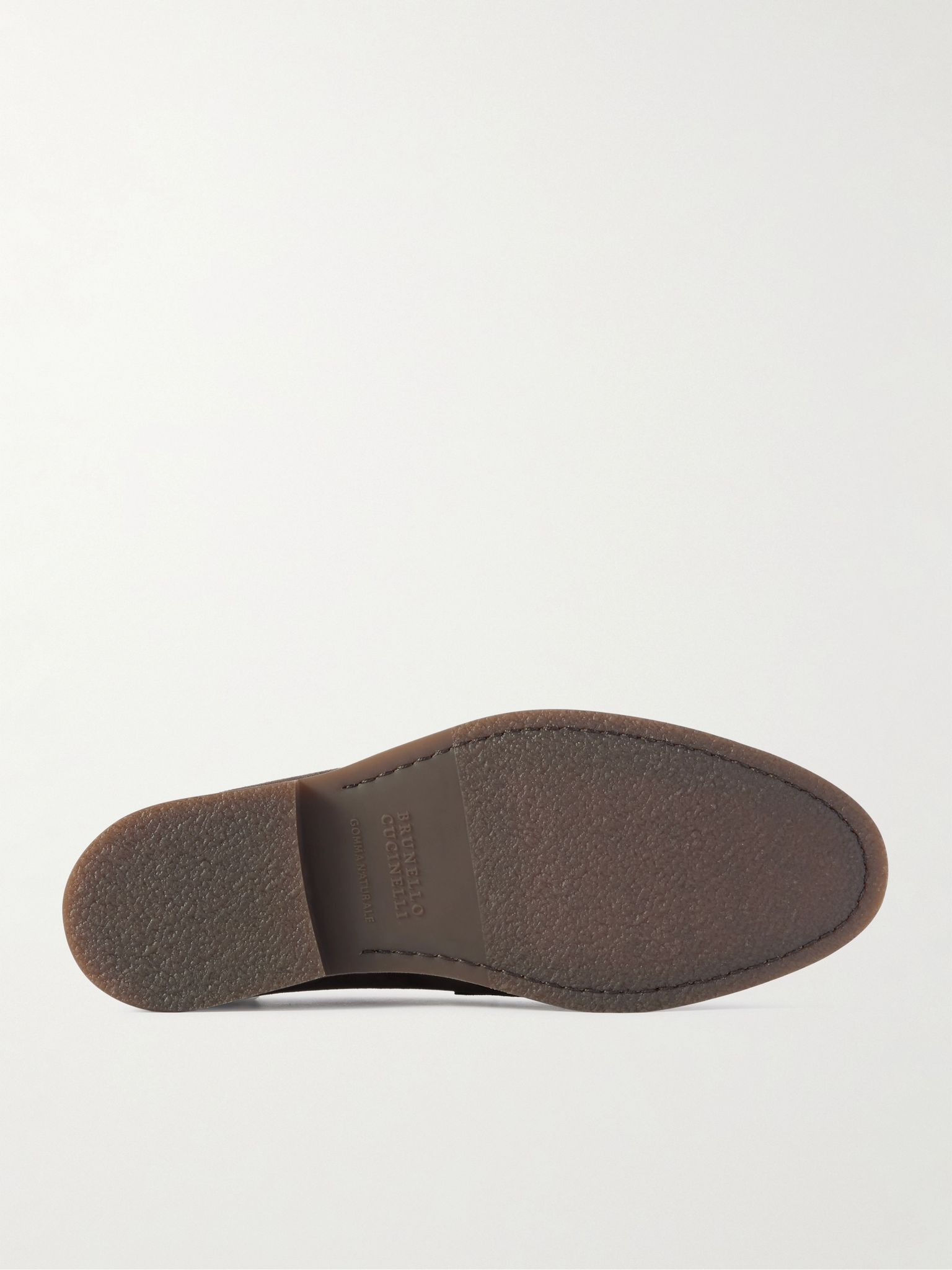 Leather-Trimmed Suede Penny Loafers Dark brown - 3