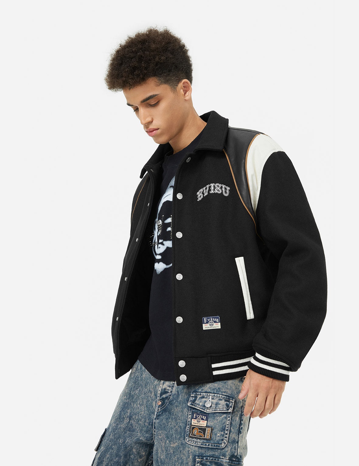 Logo and Seagull Applique Relax Fit Baseball Jacket - 5