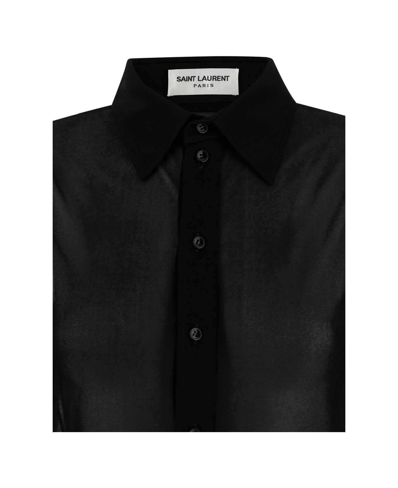 Black Shirt With Transparent Effect In Jersey Crepe Woman - 3