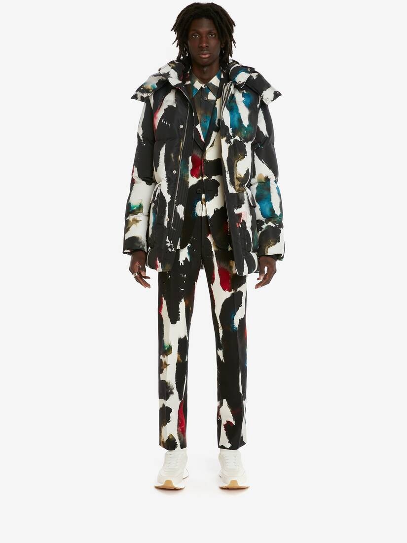 Men's Watercolour Graffiti Puffer Jacket in Multicolour - 2