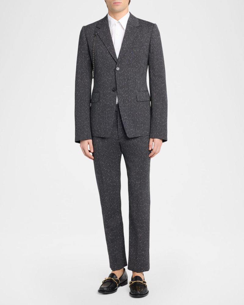 Alexander McQueen Men's Wool Flecked Pinstripe Harness Single-Breasted Blazer outlook