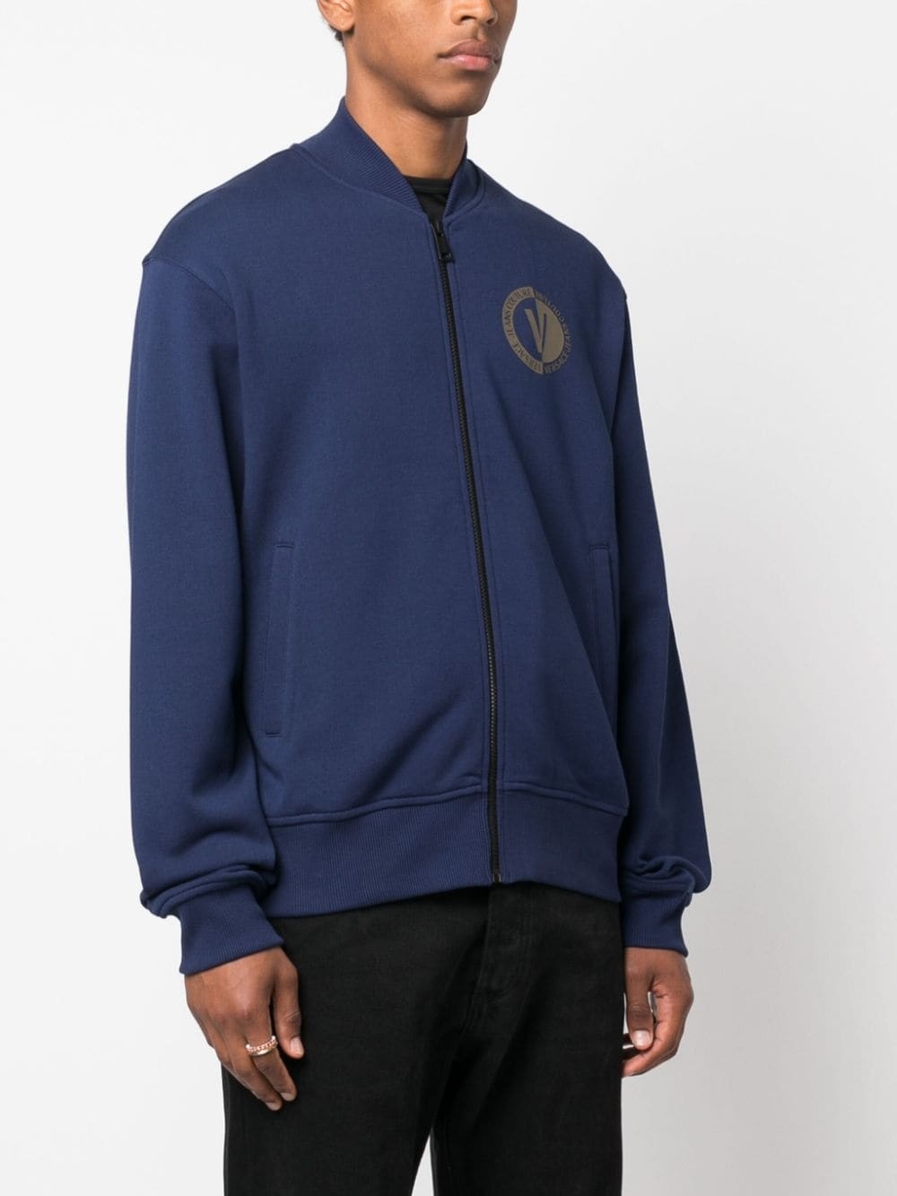 logo-print cotton bomber jacket - 3