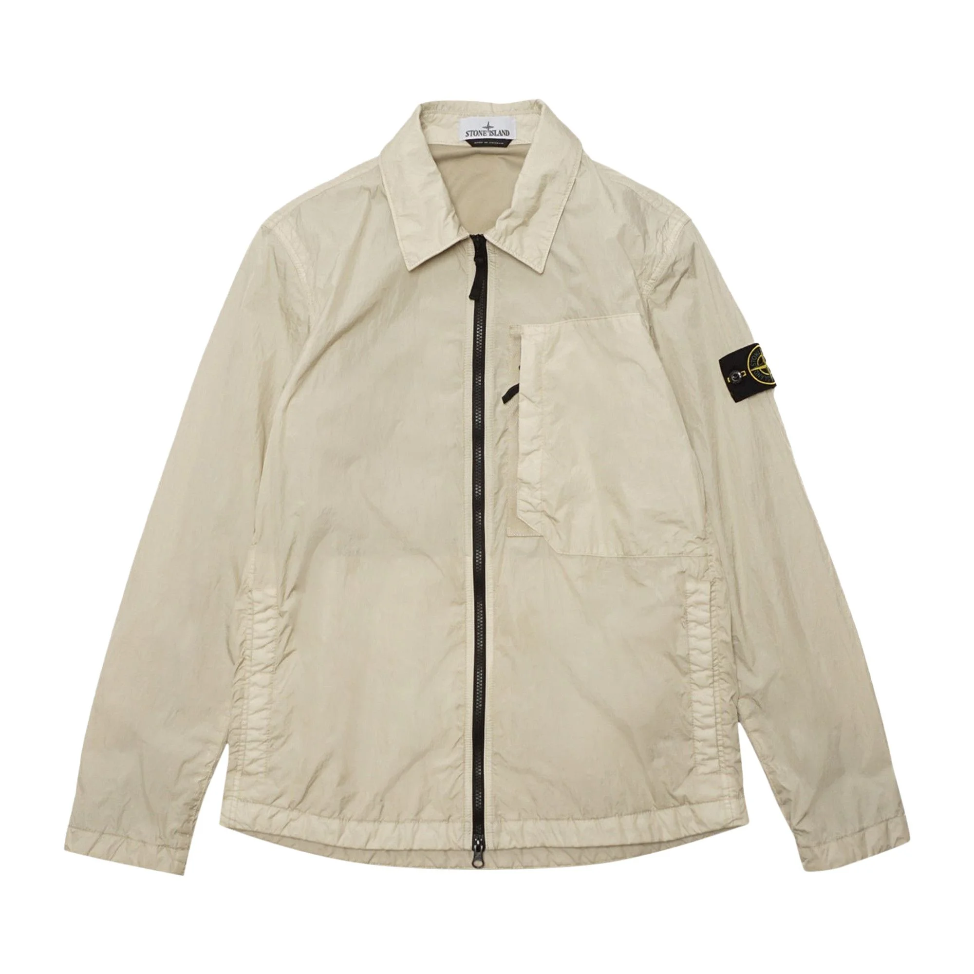 Stone Island Compass Patch Collared Zip Up Jacket 'Plaster' - 1