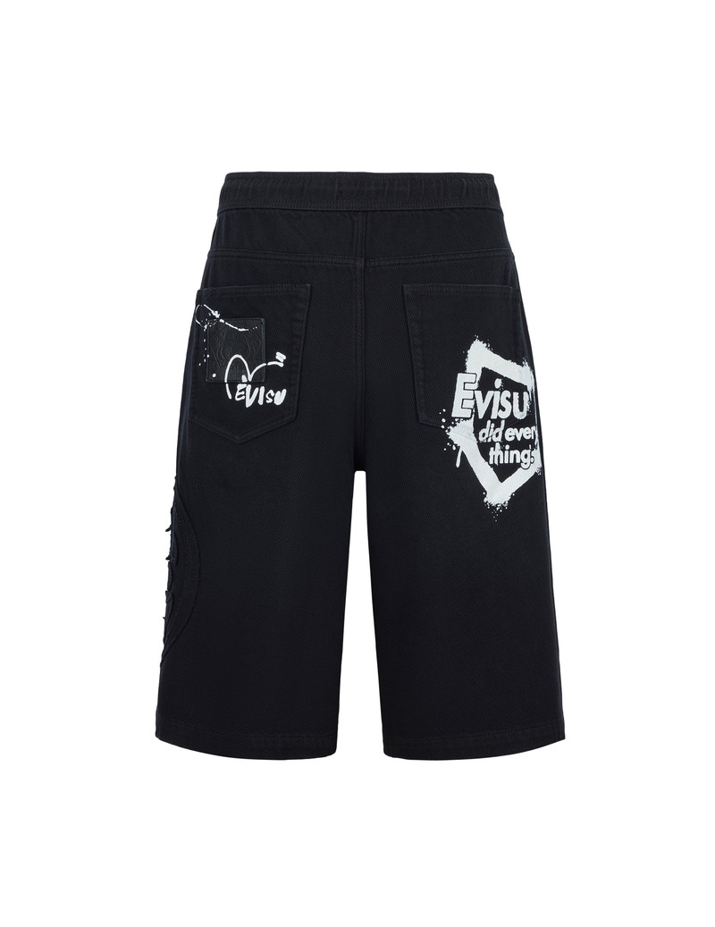 Kamon Appliqué Fashion Fit Denim Shorts - 1