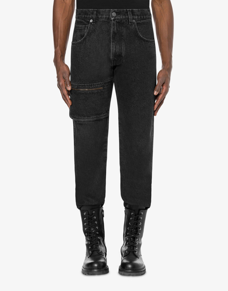 Moschino DOUBLE SMILEY®LABEL ORGANIC DENIM TROUSERS outlook