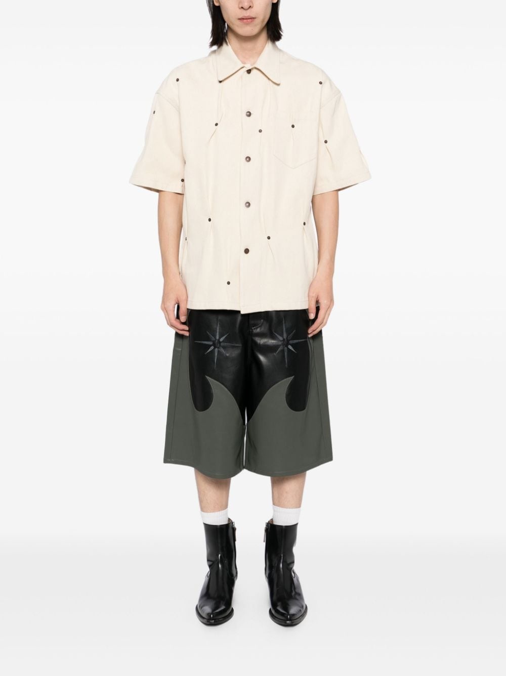 Multi-Rivet denim short sleeves shirt - 2