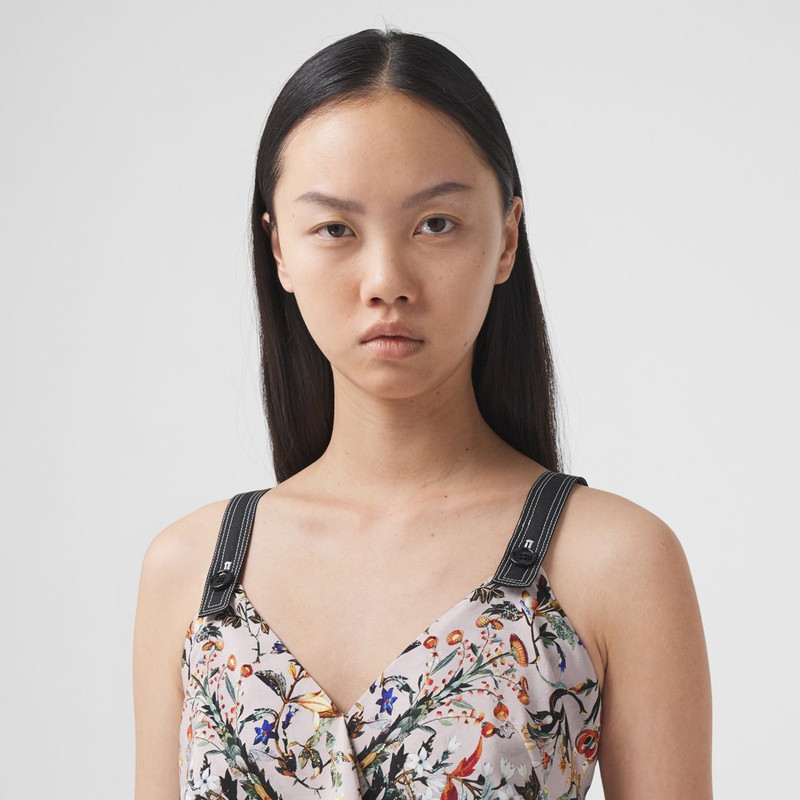 Ruffle Detail Floral Print Silk Slip Dress 3