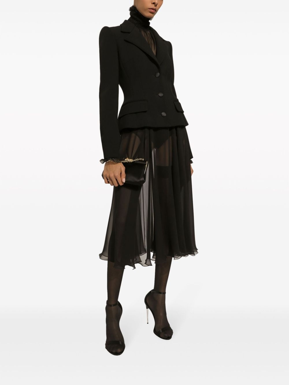 silk chiffon pleated midi skirt - 2