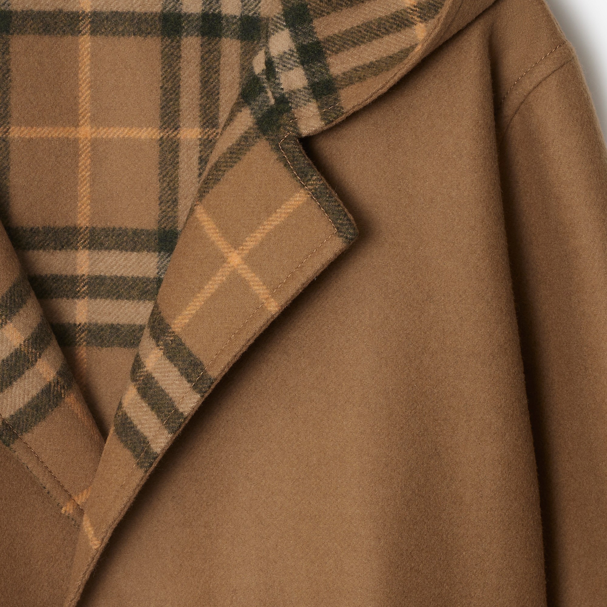 Reversible Check Wool Wrap Coat - 7