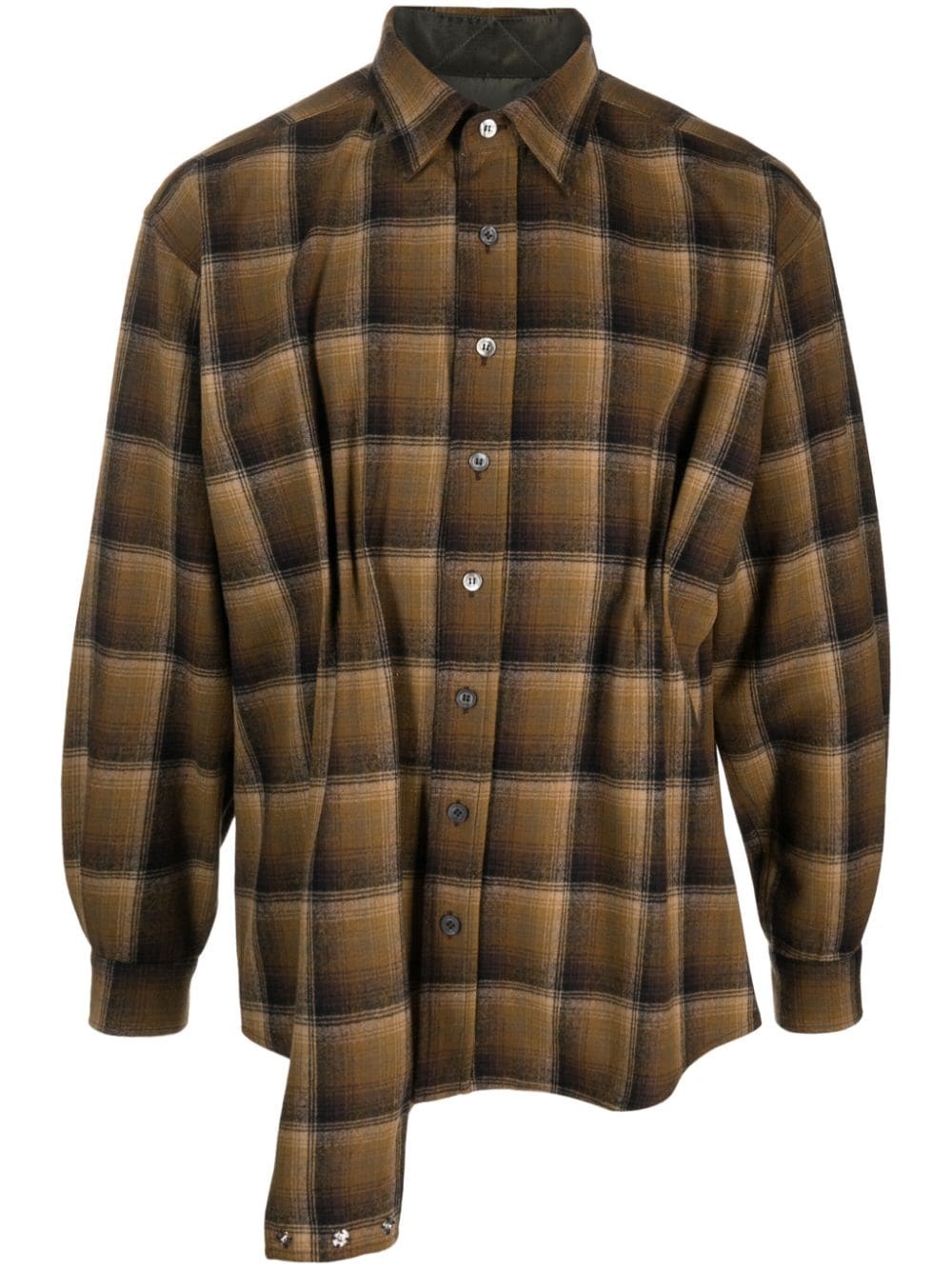 x Pendleton asymmetric plaid wool shirt - 1