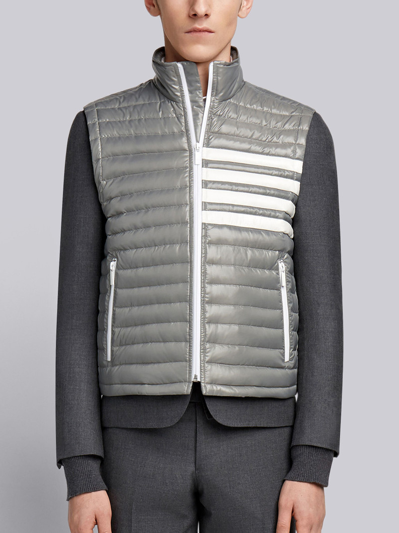 4-Bar Stripe Downfill Quilted Funnel Neck Vest In Satin Finish Tech 1