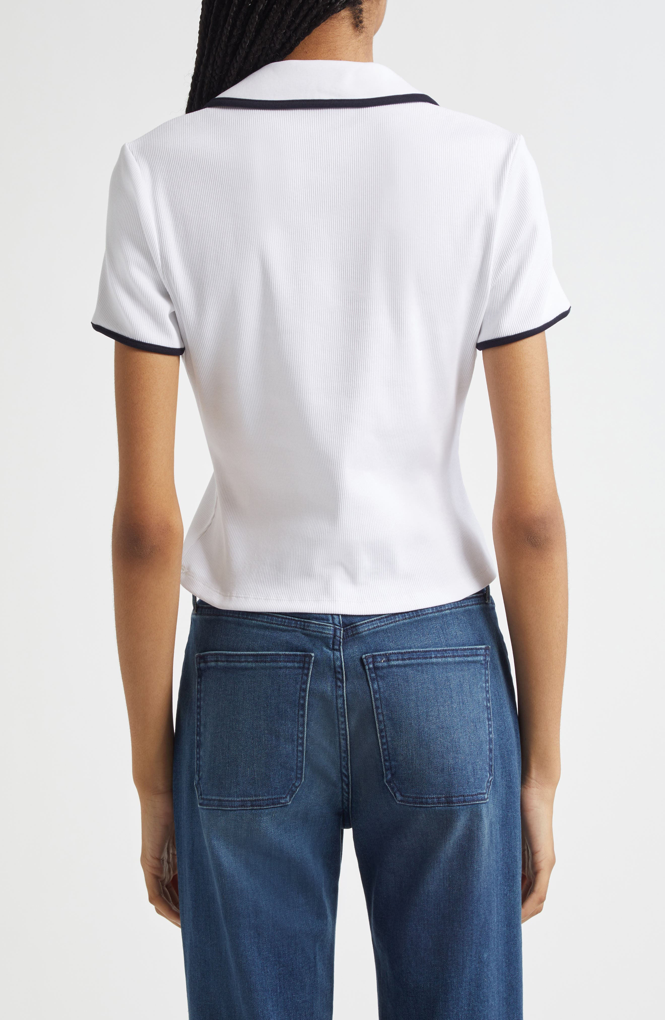 Veronica Beard Kearney Stretch Cotton Top in White at Nordstrom - 2