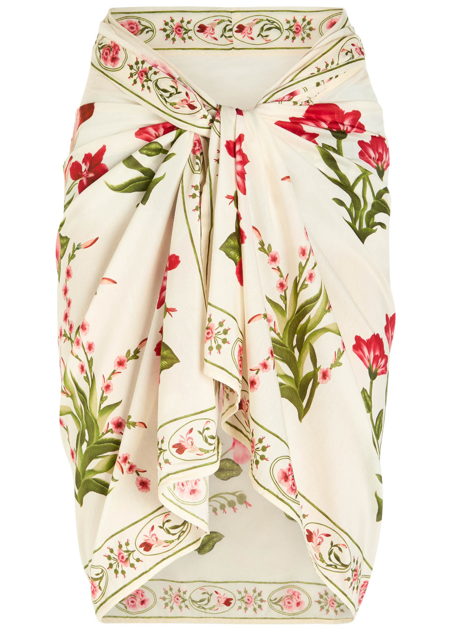 Agua BY Agua Bendita Emelina Canna Floral-print Cotton and Silk-blend Sarong - 1