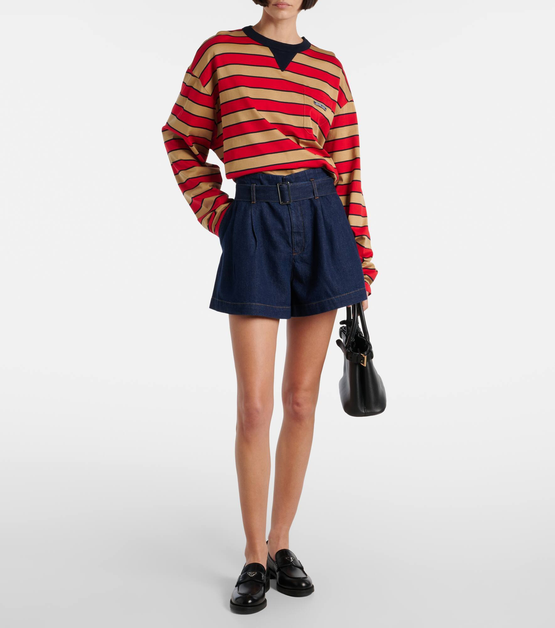 The Paper Bag belted denim shorts - 2