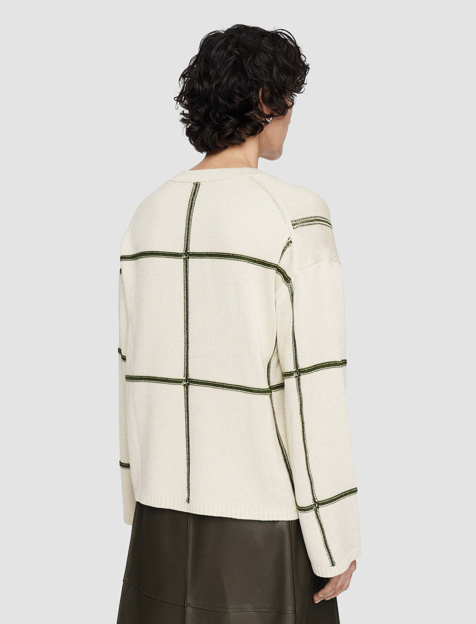 Grid Cotton Silk Crew Neck Jumper - 4