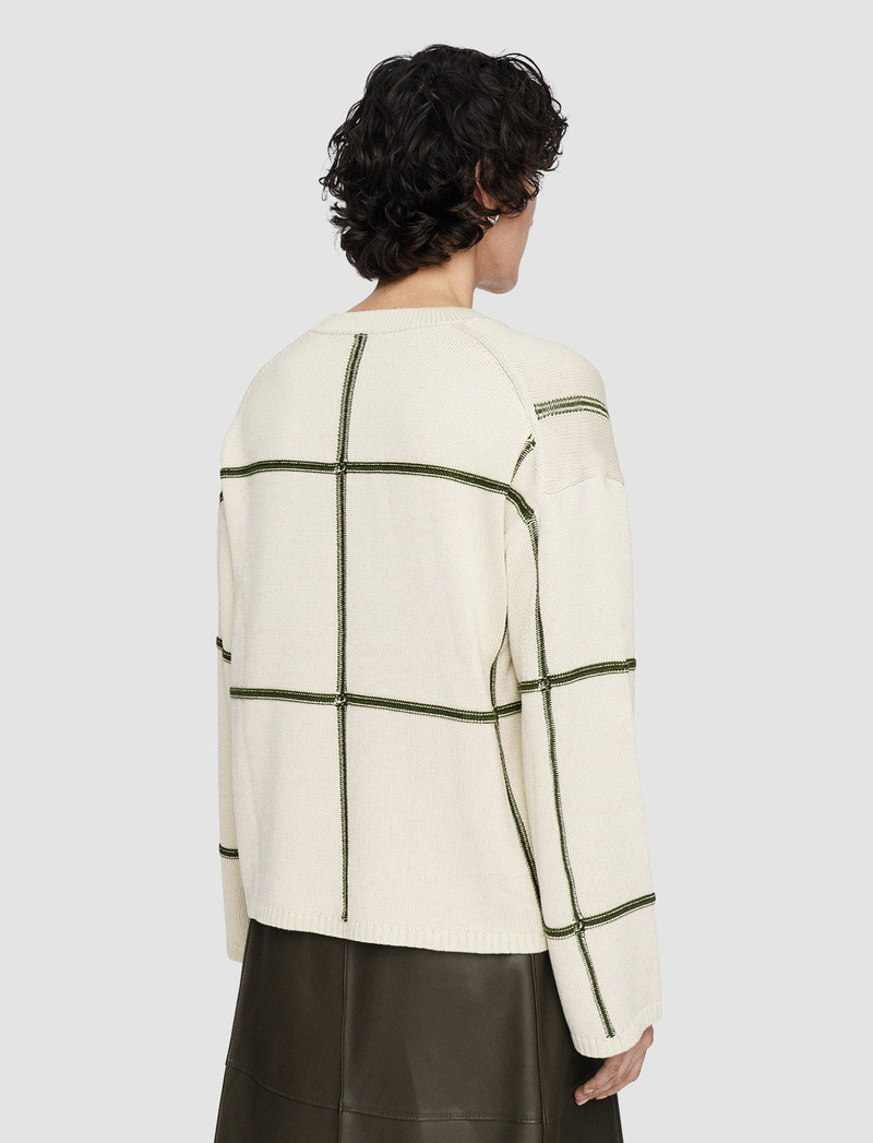 Grid Cotton Silk Crew Neck Jumper 4