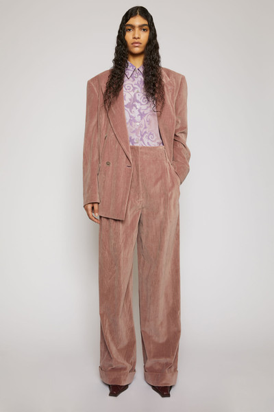 Acne Studios Wide-leg velvet trousers mauve purple outlook