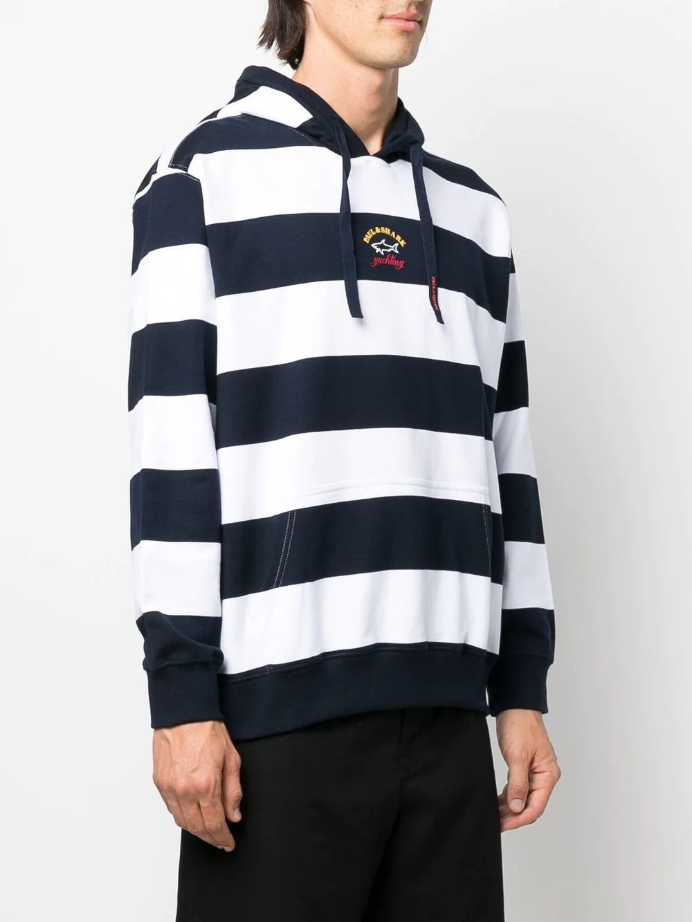 striped logo-patch hoodie - 3