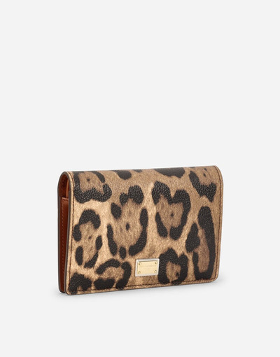 Dolce & Gabbana Leopard-print Crespo zip-around wallet with branded plate outlook