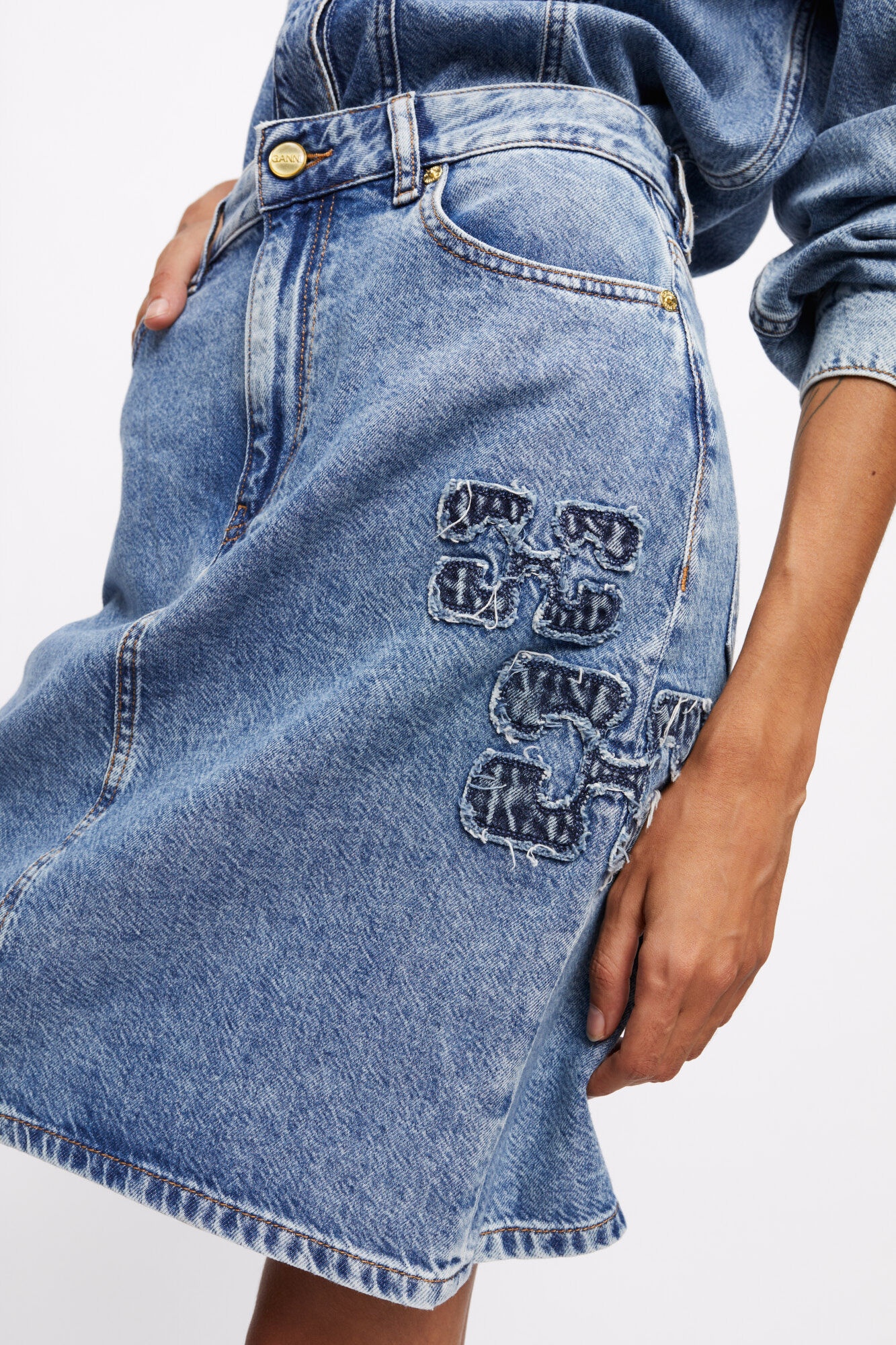 BLUE DENIM SKIRT - 6