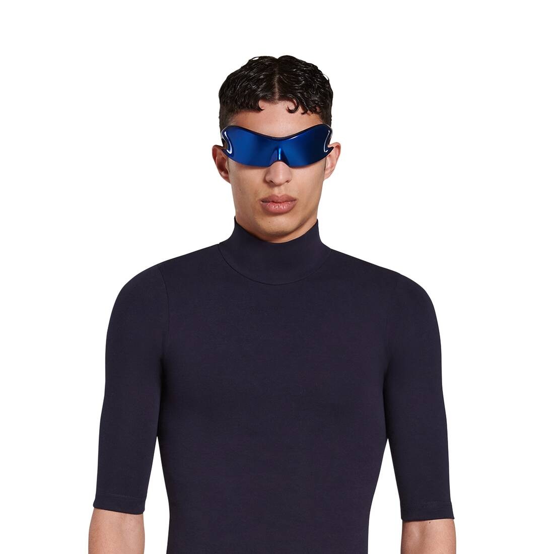 3b Sports Icon Fitted Long Sleeve Turtleneck in Navy Blue - 4