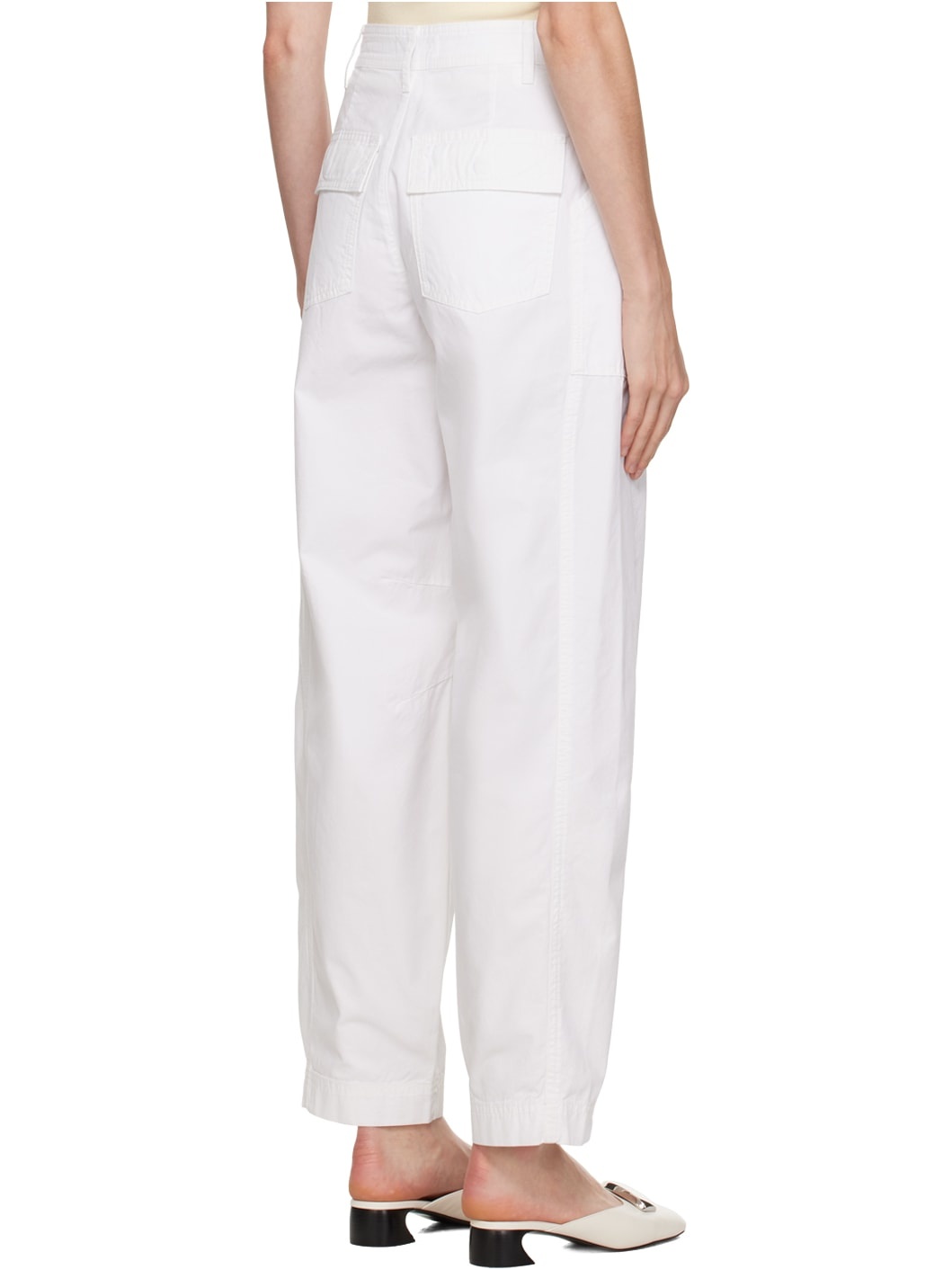 White Relaxed-Fit Trousers - 3