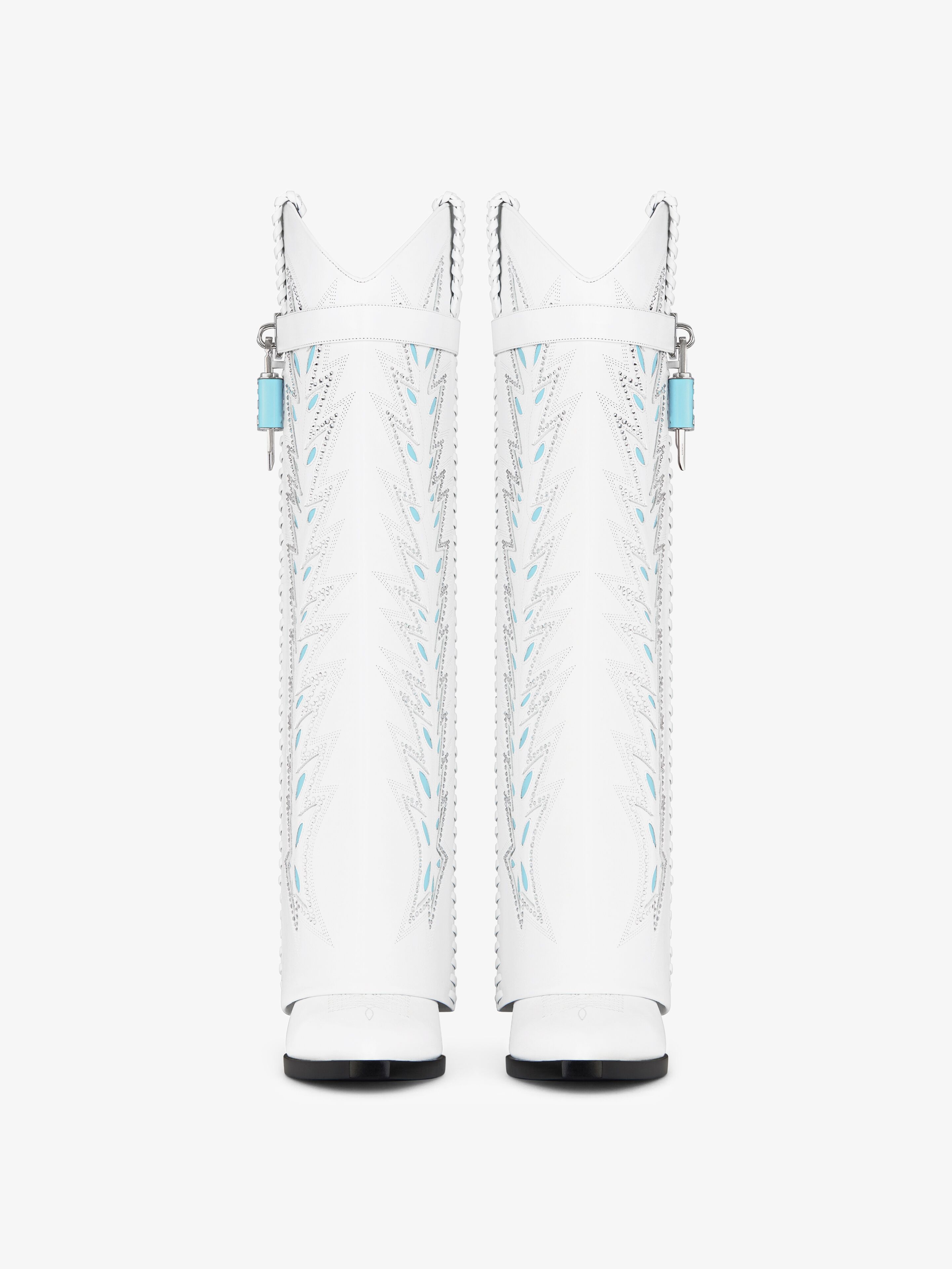 SHARK LOCK COWBOY BOOTS IN LEATHER WITH STRASS - 3
