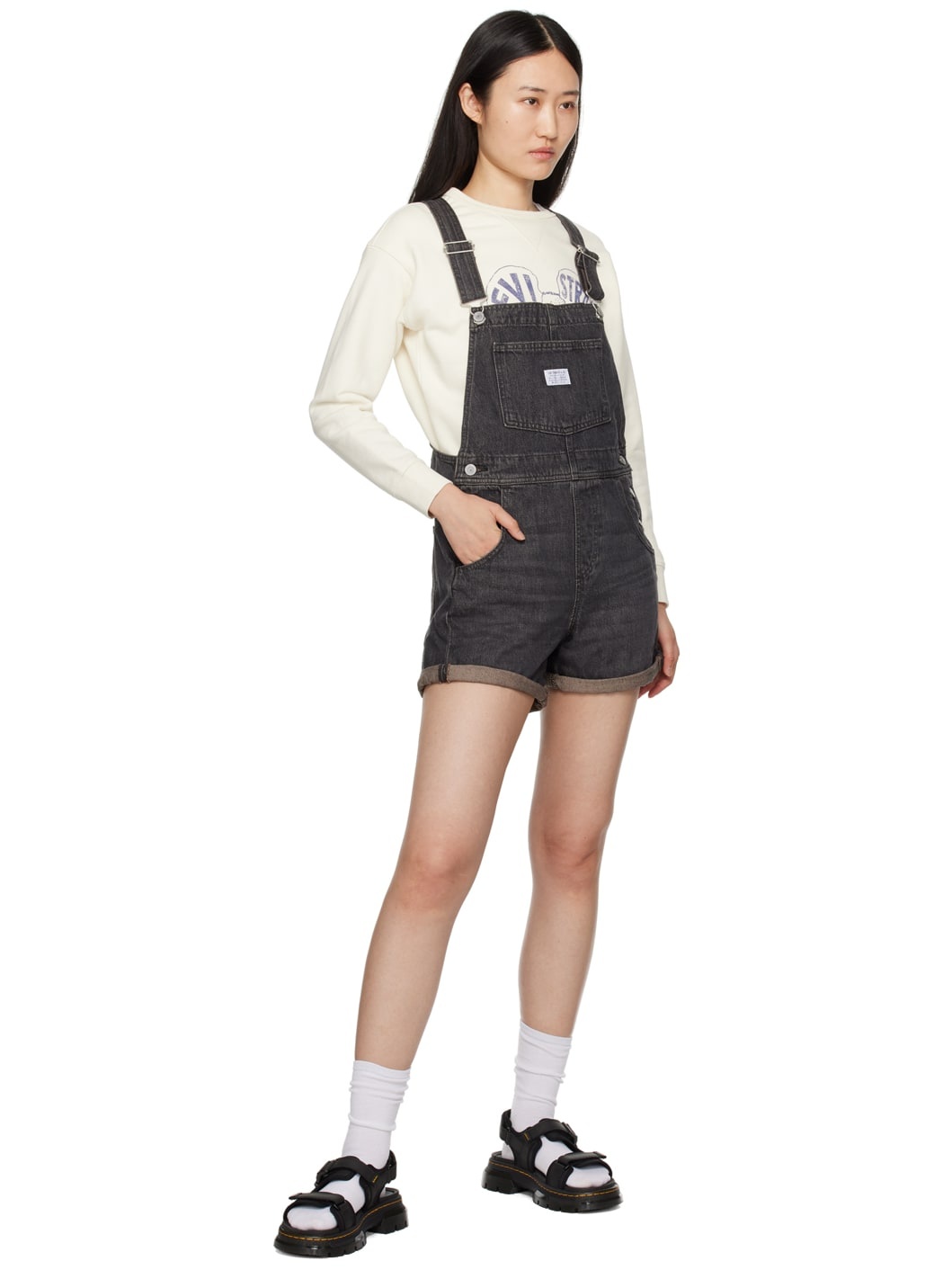 Black  Vintage Denim Overalls - 4