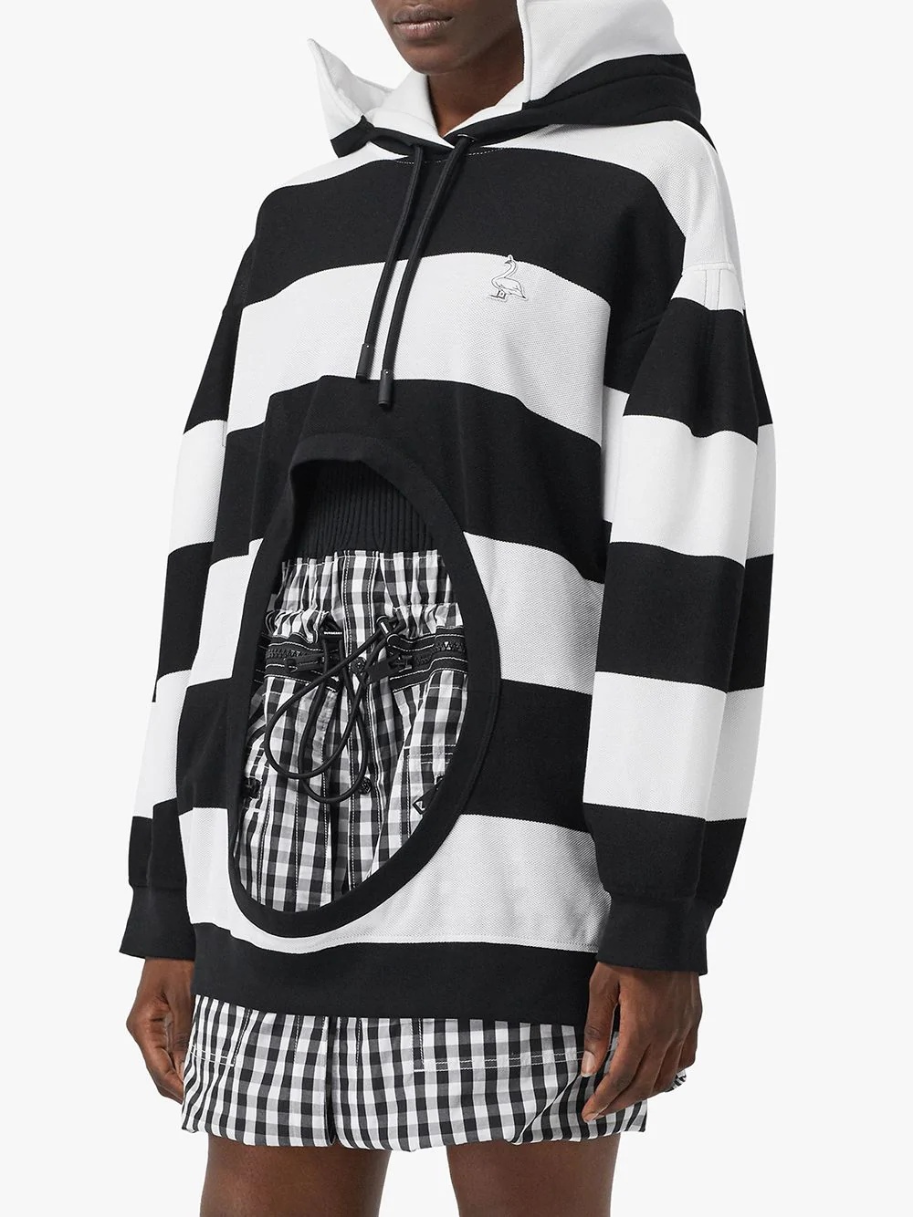 cut-out detail striped hoodie - 3